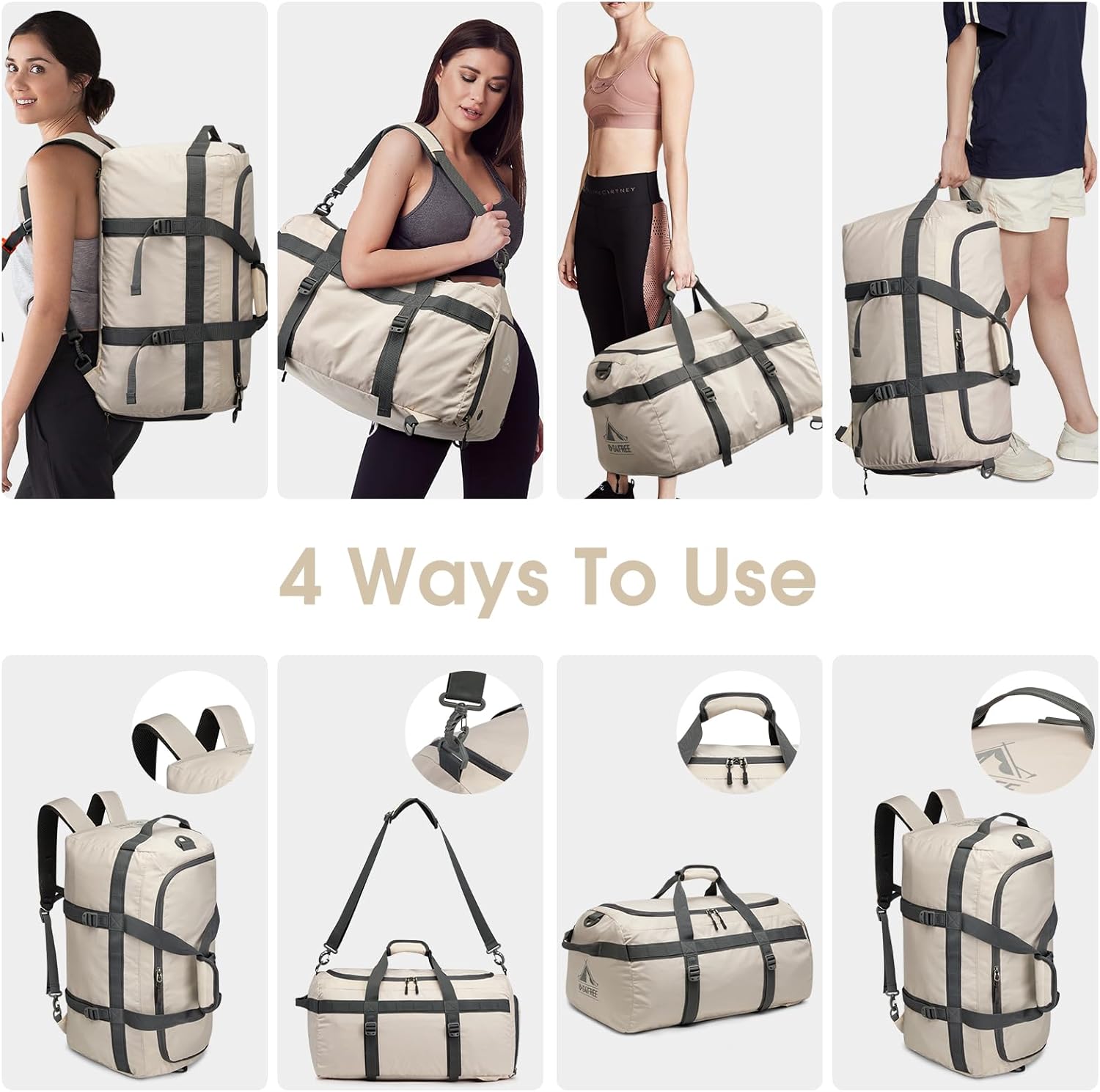 G4Free Gym Bag for Women Men 45L Duffle Backpack with Shoe Compartment Water Resistant Travel Weekender Bag - Image 5