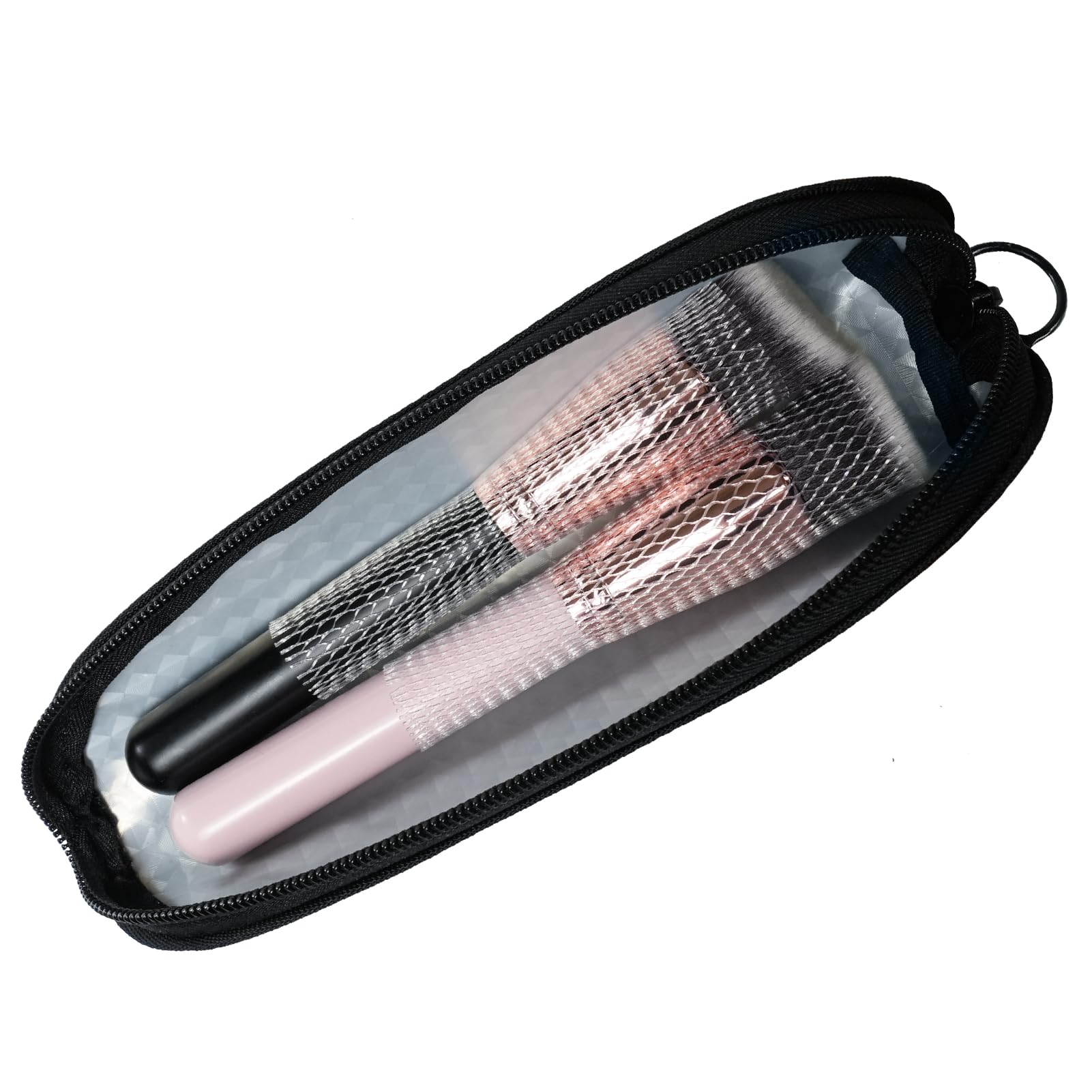 Small Makeup Brush Holder Bag, 8.0 x 2.6 IN, Travel Cosmetic Pouch Organizer for Make Up Brush Traveling Case, Black Multi-Functional Pouch