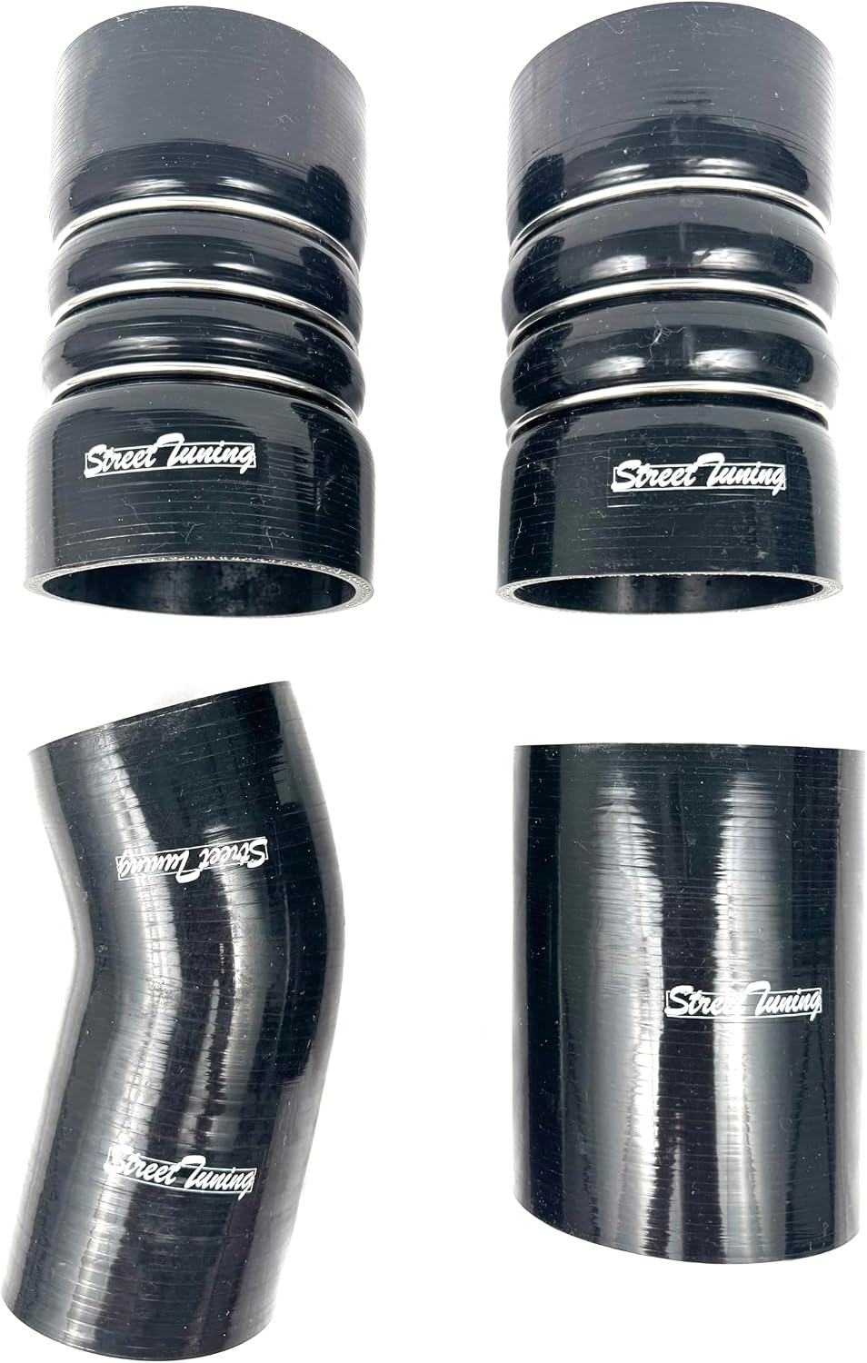 Intercooler Boots & T-Bolt Clamp Set – Compatible with Ford F250 F350 6.0L Powerstroke Diesel (2003–2007), Black