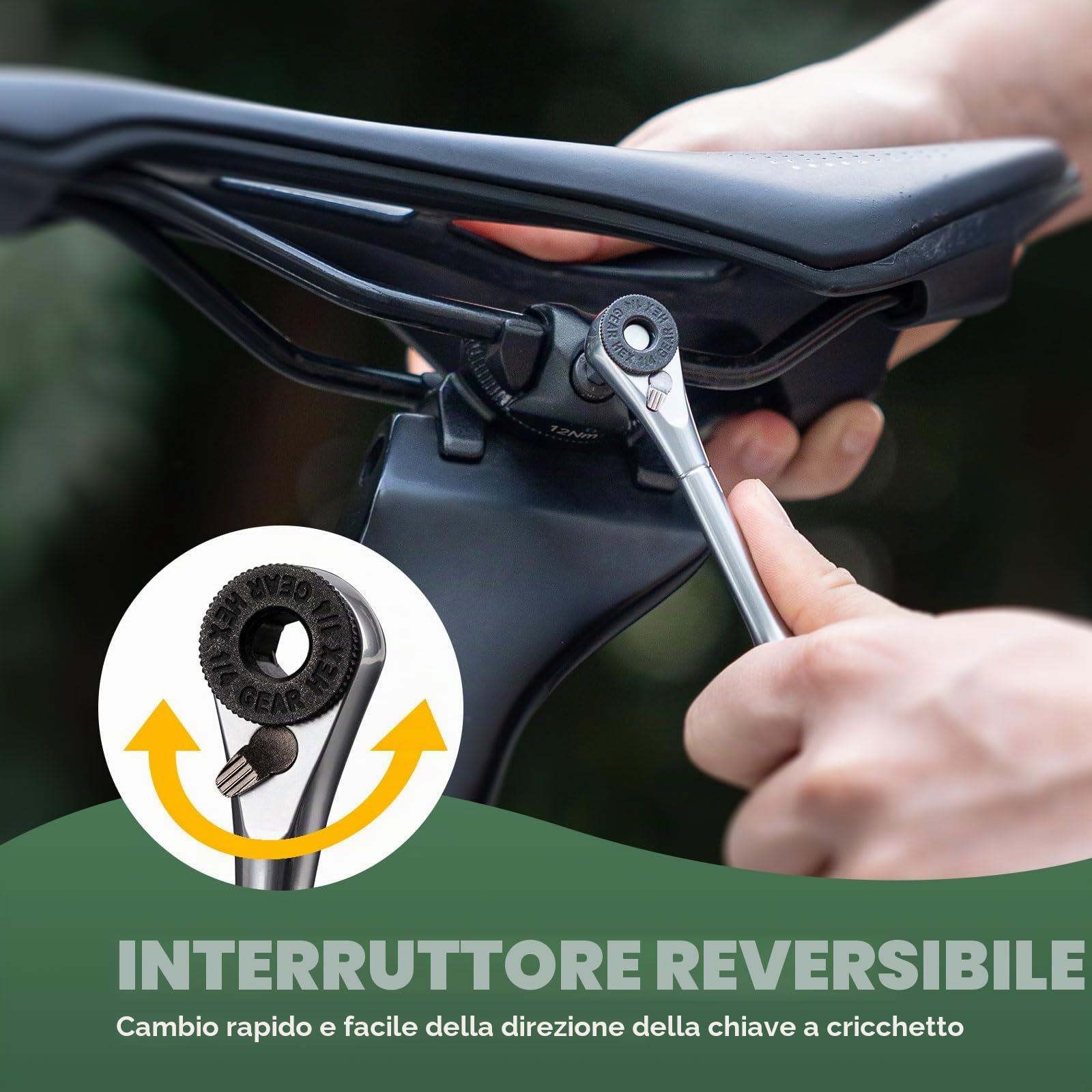 ROCKBROS 8 in 1 Set di Chiavi Dinamometriche, Cricchetto Reversibile, Leggero e Portatile, Multitool con Presa Magnetica, Kit di Manutenzione per Bici Strada MTB