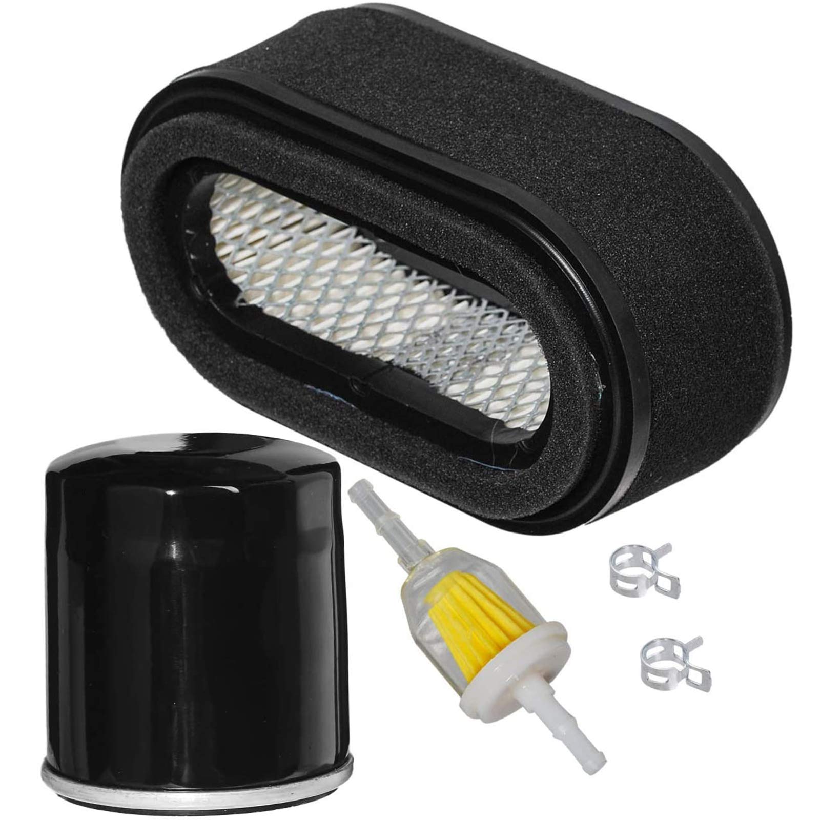Carkio Air Filter Combo Oil Fuel Filter Compatible with Kawasaki FD440V FD501V John Deere LX172 LX173 LX176 LX178 LX186 LX188 Compatible with 11013-2206 11013-2134 MIU11377 49065-2078