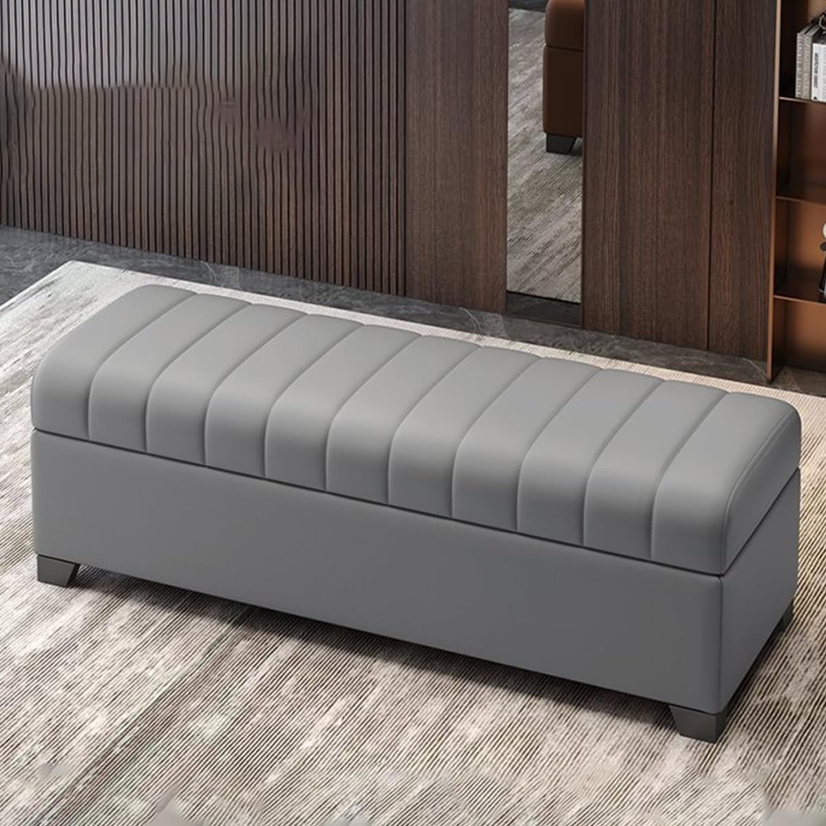 GDMDPTE Storage Bench with Shoe nizer Entryway Storage Seat Upholstered Shoe Rack Bedroom Storage Chest Ottoman Footrest Ideal for Hallway & Living Room Gray 31.5in/80cm