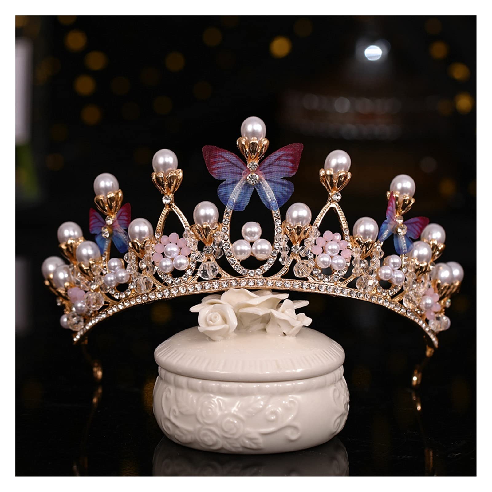 Rhinestone Kryształ Tiara Diadem Królowa Korona Księżniczka Tiary Bridal Biżuteria Do Włosów Wesele Akcesoria Do Włosów Kobiety Chluba Tiara (Kolor Metalu: Czarny Gun Plated)