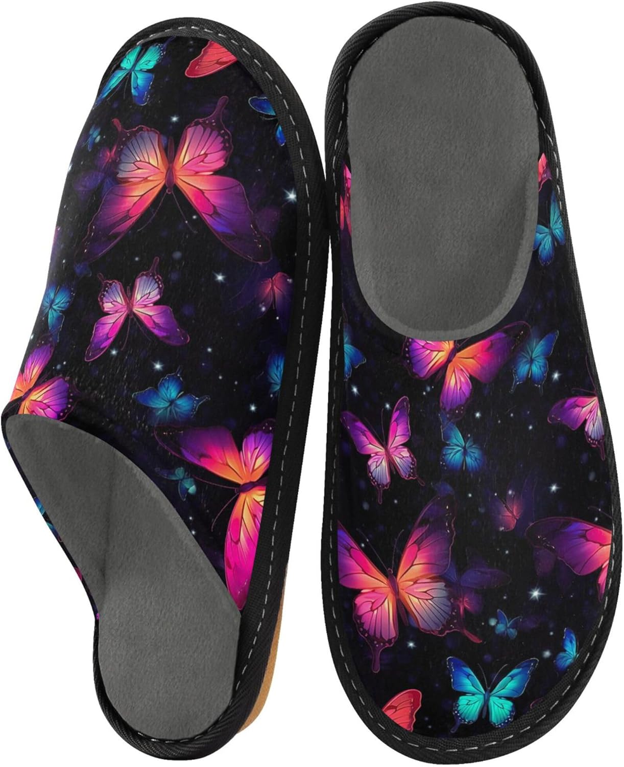 Butterfly House Slippers – Cozy Fuzzy Slippers for Guests, Washable & Disposable, Perfect for Shoeless Home, Spa & Hotel Use A111150