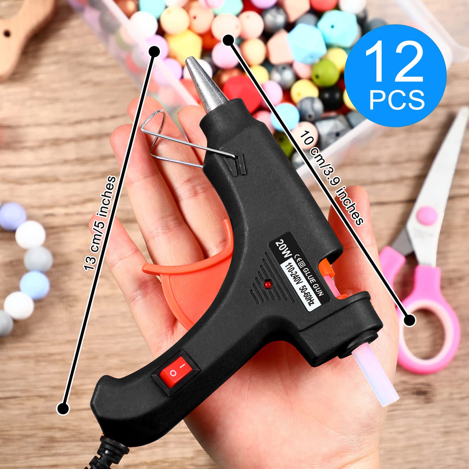 Zhengmy 12 mini pistole per colla a caldo, per lavori artigianali, preriscaldamento rapido e facile da spremere, per scuola, progetti fai da te, lezioni, ufficio, casa, riparazioni rapide (nero)