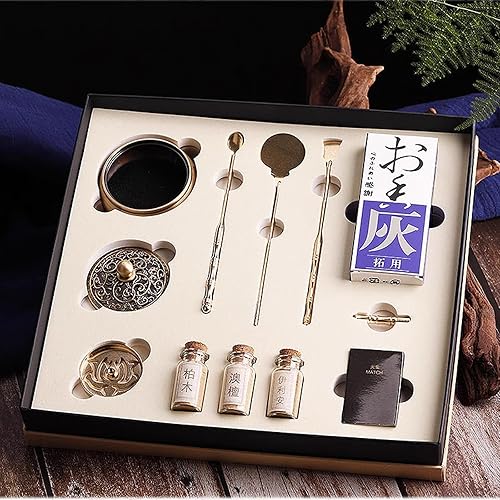 Miniatura 6 de Kit de quemador de incienso en polvo, kit de fabricación de incienso de latón chino, juego de quemadores de incienso de madera de agar, herramienta