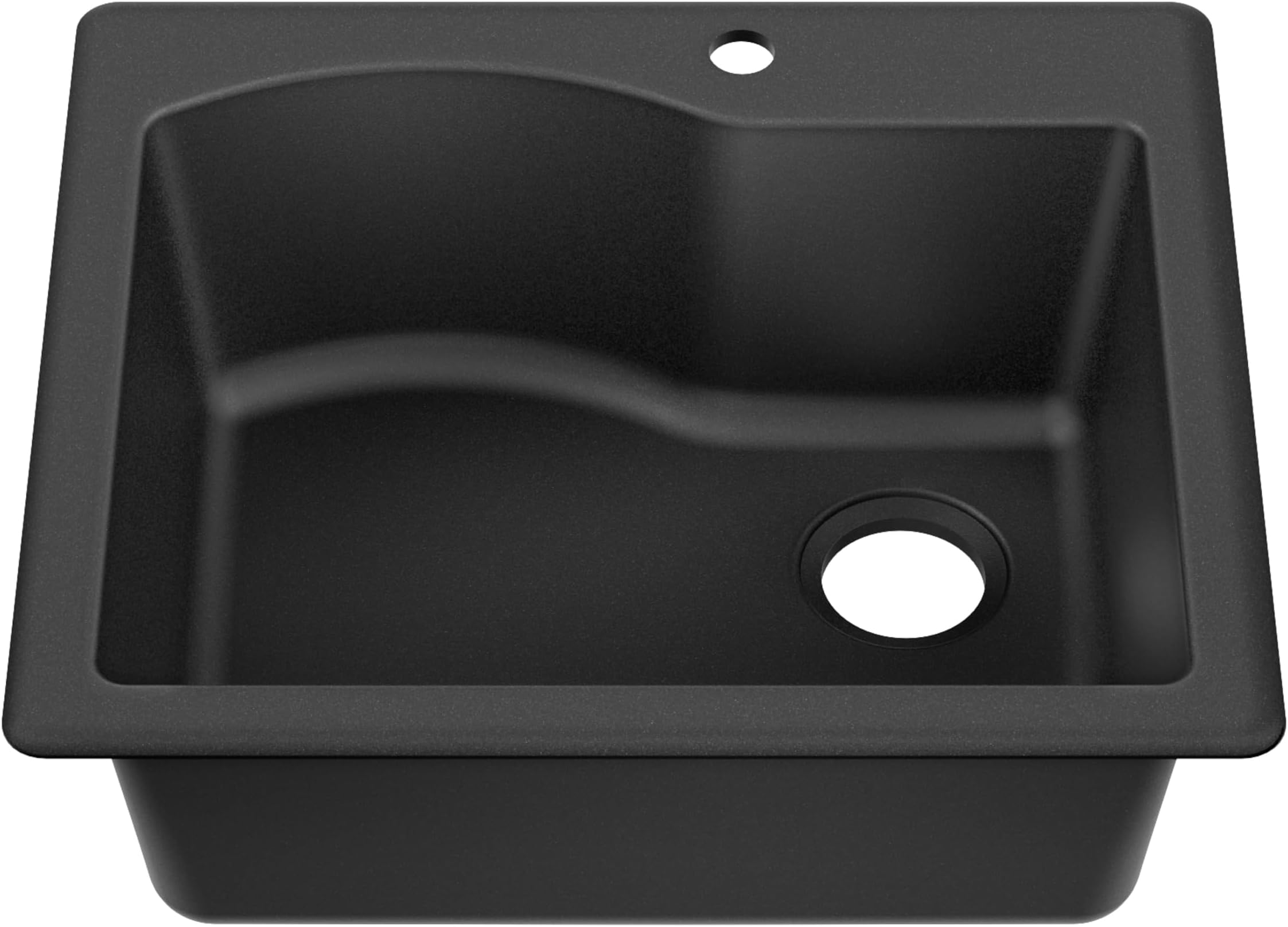 Quarza 25-inch Drop-In/Undermount Single Bowl Granite Kitchen Sink in Black, KGD-441BLACK