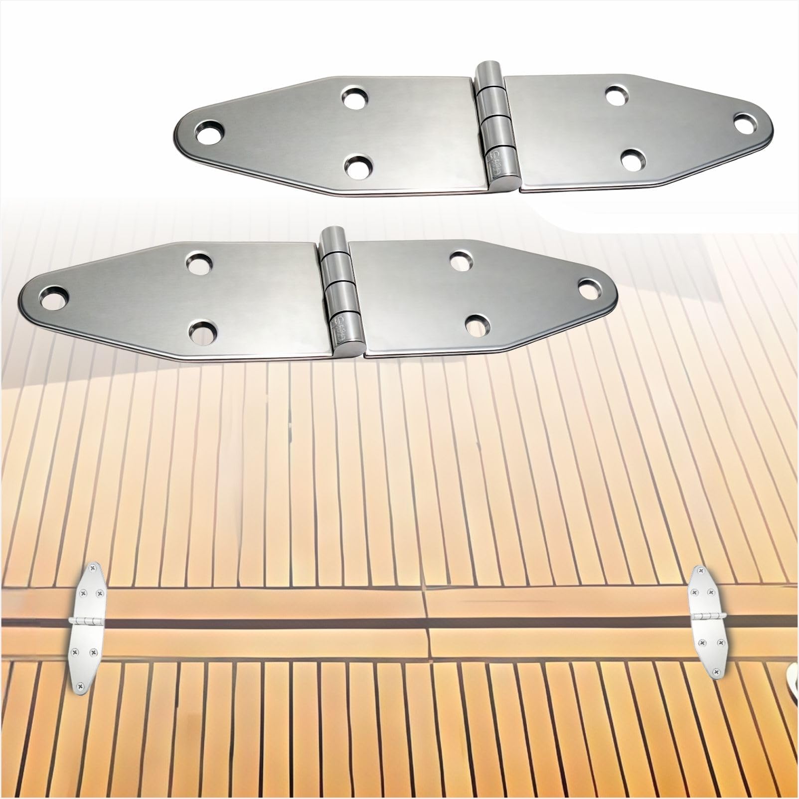 Boat Stainless Steel Strap Hinges for Marine RV Skylight Locker Hatch and Door, Heavy Duty, Top Mount 7-1/8" x 1-5/8" (2 PCS)