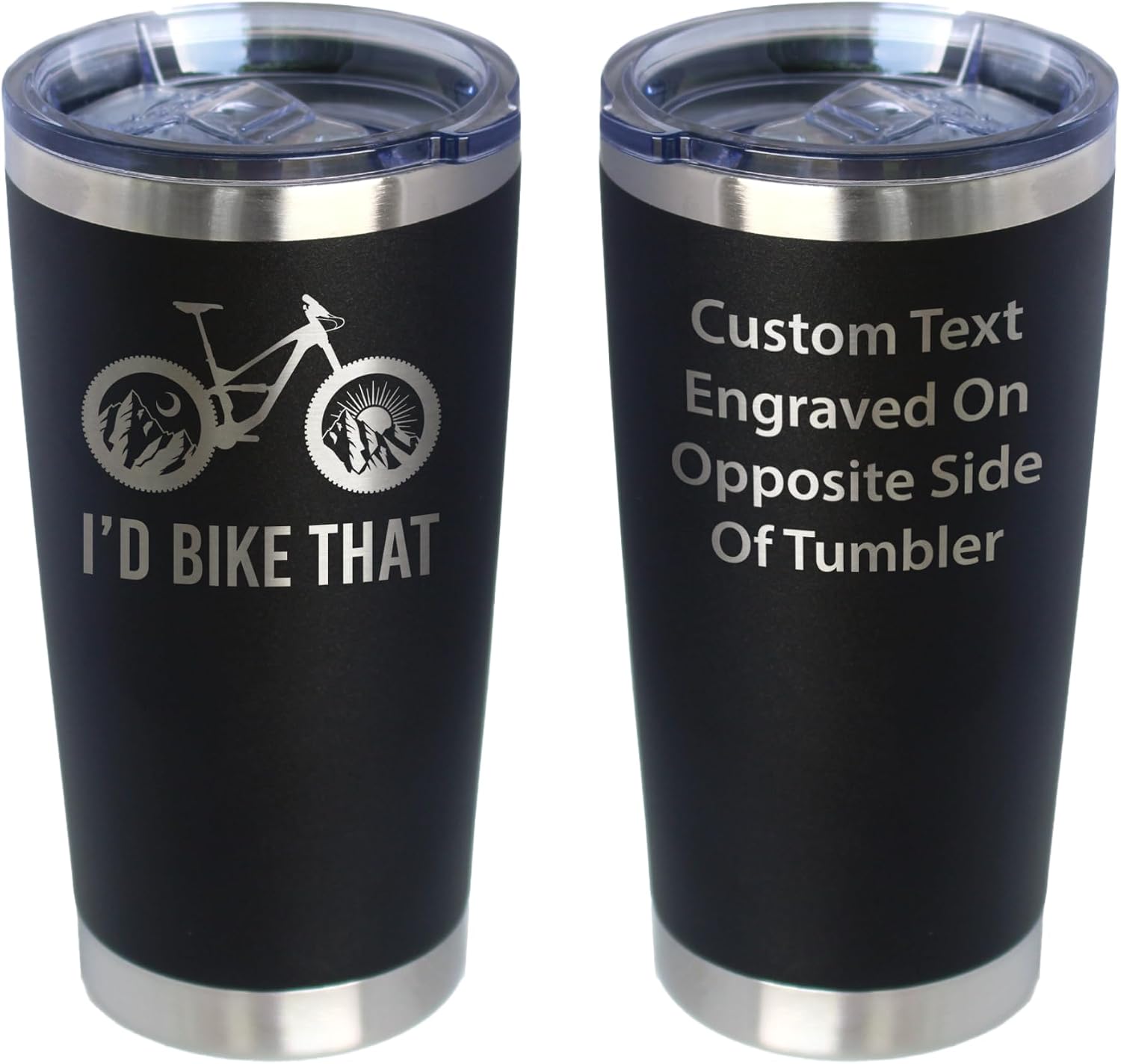 Custom I'd Bike That - Personalized Insulated Coffee Tumbler Cup with Sliding Lid - Stainless Steel Insulated Mug - Cool Bicycle Themed Decor and Gifts for Mountain Bikers