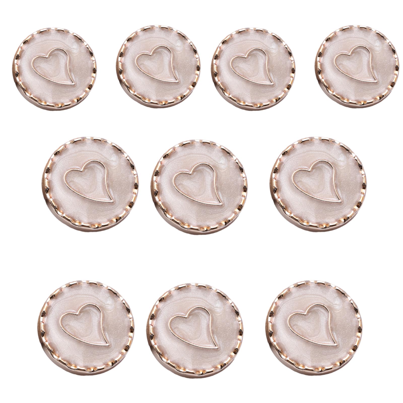 ZWWAAZHF 10Pcs Sewing Craft Button Round Metal Button with Hole for Sewing Craft Coat Clothes Decoration Knitting Dressmaking Heart for