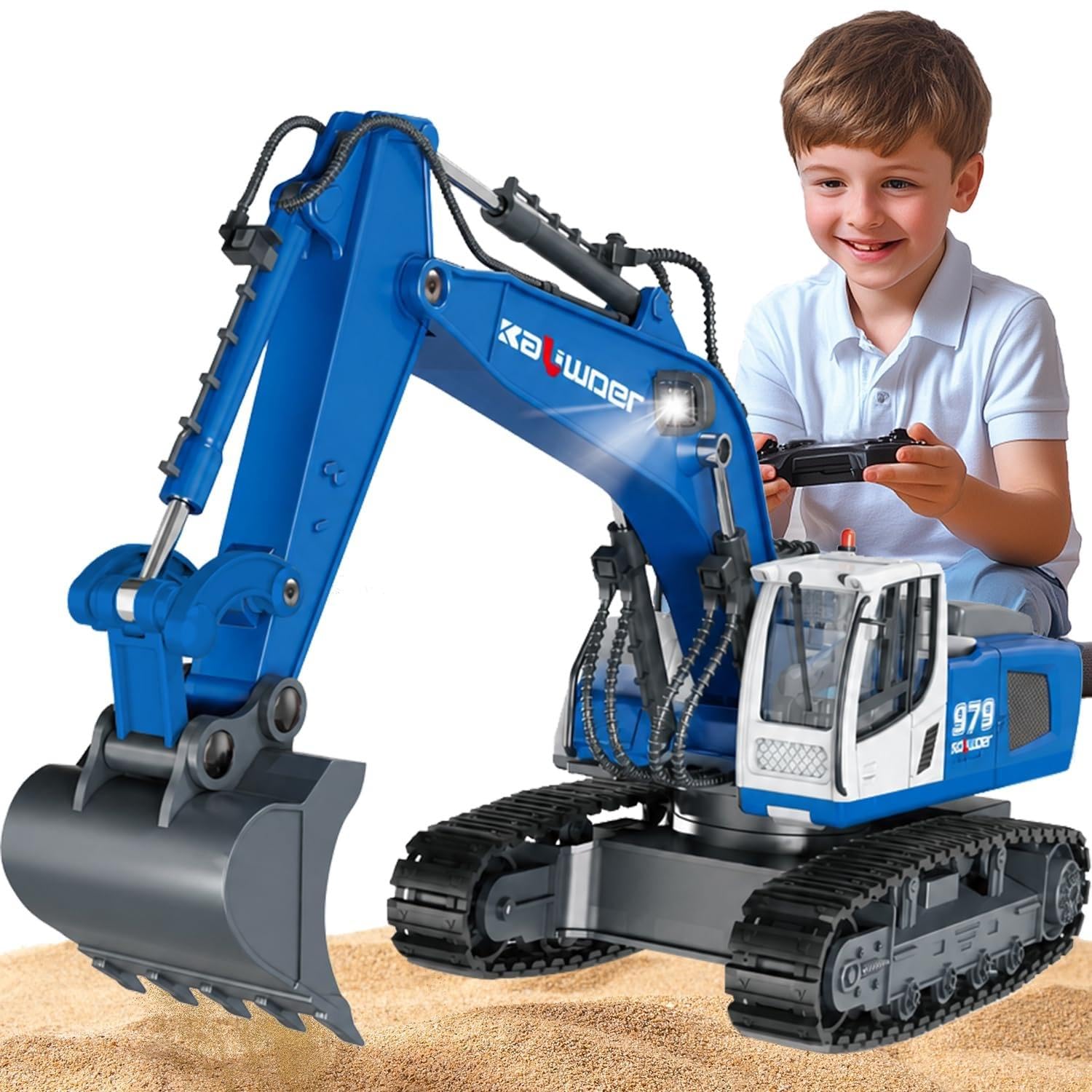 Ferngesteuerter Bagger Spielzeug ab 6 8 Jahre, 1/18 RC Bagger | bagger mit Fernbedienung, Schaufel und Licht, 11 Kanäle bagger Ferngesteuert für 6 8 Jahre, Geschenk für Kinder