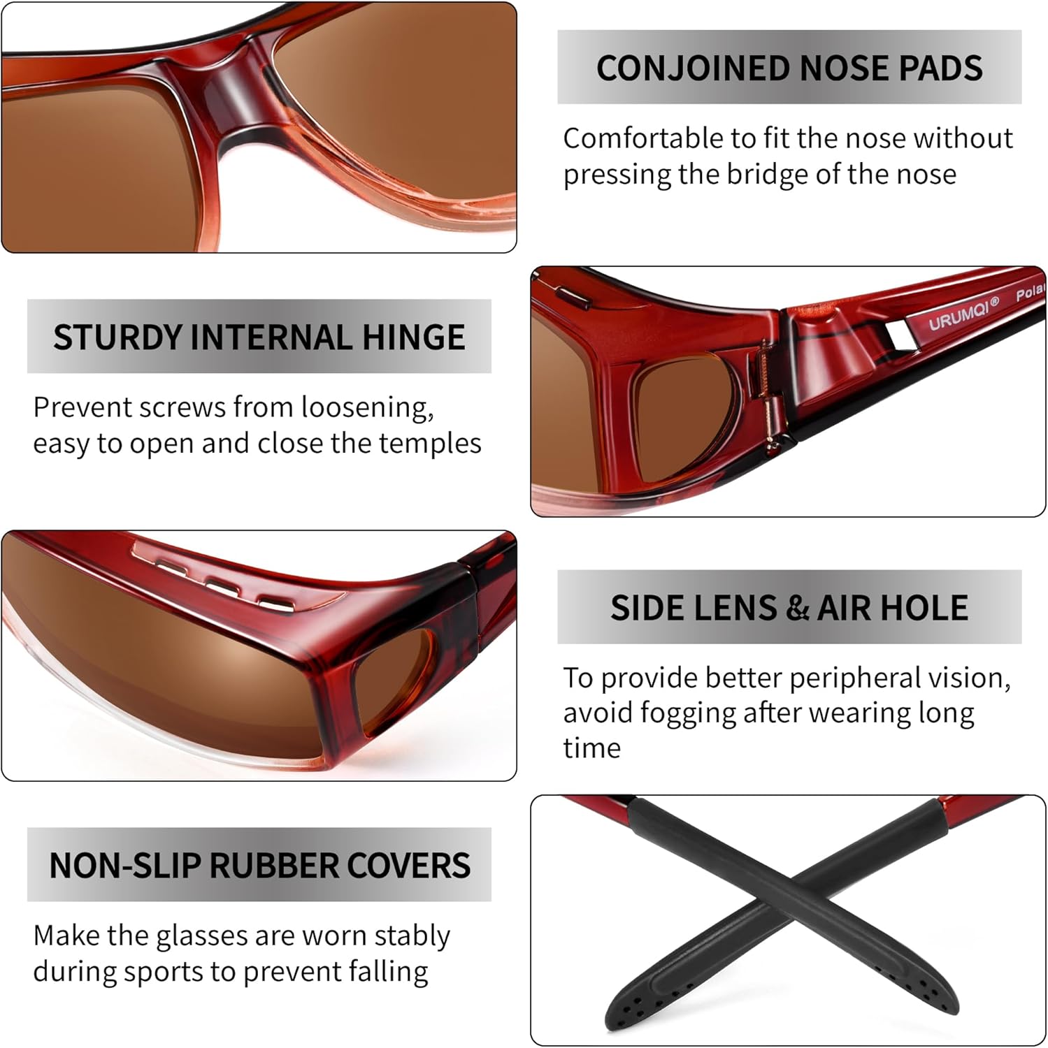 URUMQI Polarized Sunglasses Fit Over Glasses for Men Women, Wrap-around Driving Sunglasses 100% UV Protection - Image 5