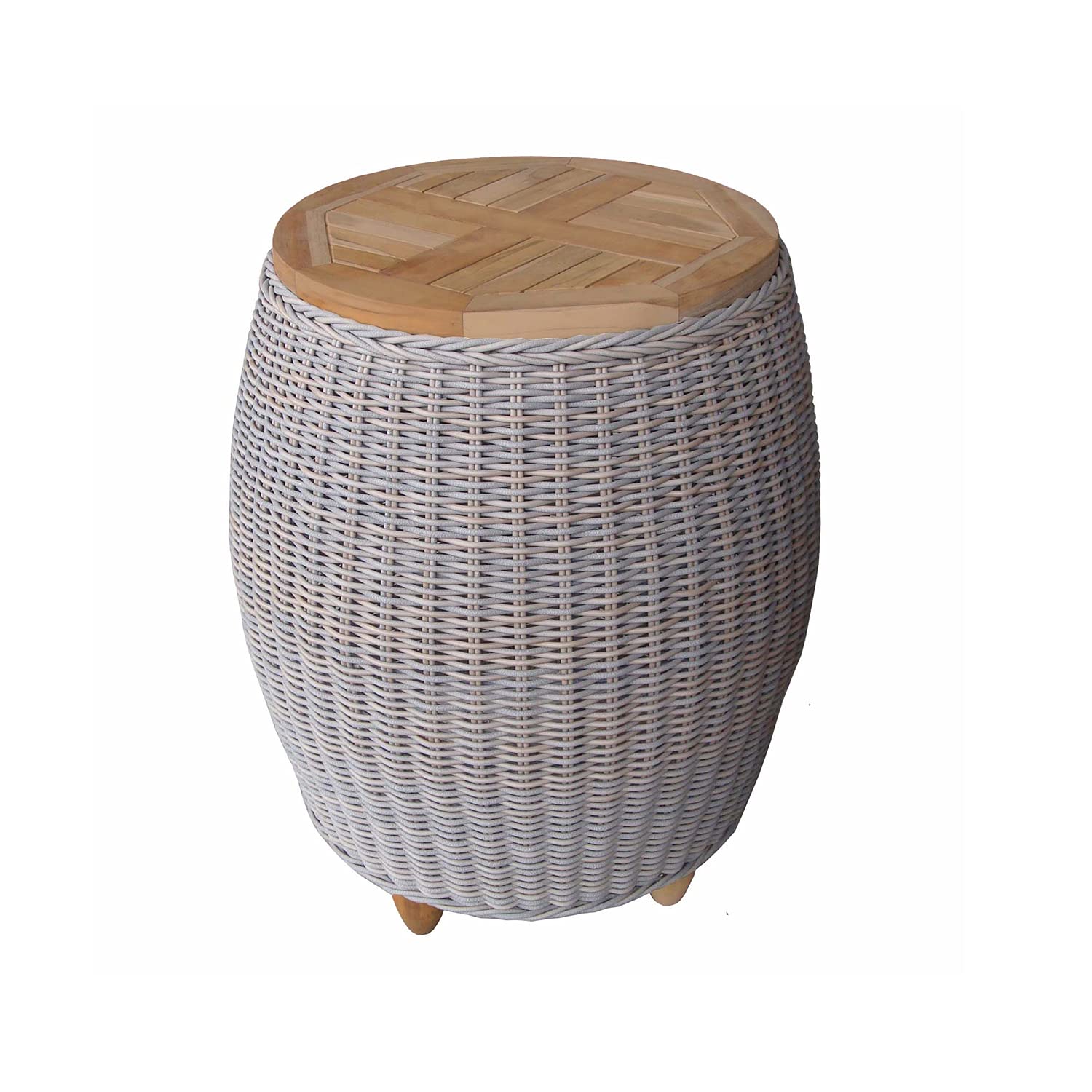 Outdoor Paradise End Table With Teak Top Kubu Grey