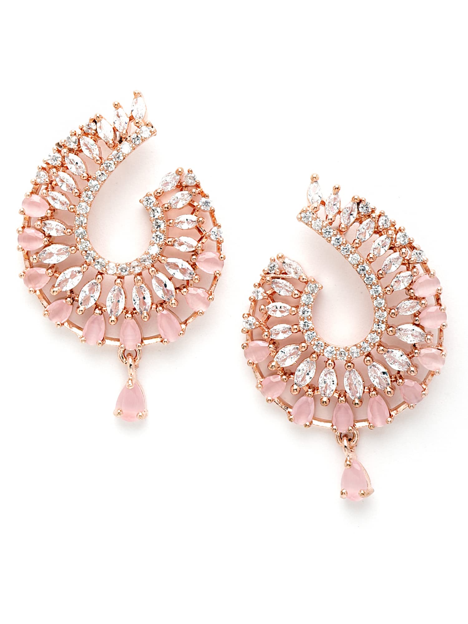 Karatcart Rose Gold Plated American Diamond Studded Half-Hoop Earrings for Women (B0B3X9LHDW) Amazon Price History, Amazon Price Tracker
