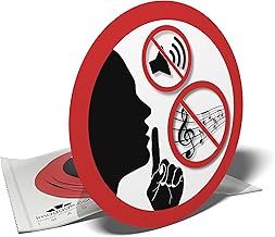 Autocollants de signalisation - Silence - Ne pas faire de bruit - Zone de tranquillité - 6 stickers ronds - 9,5cm