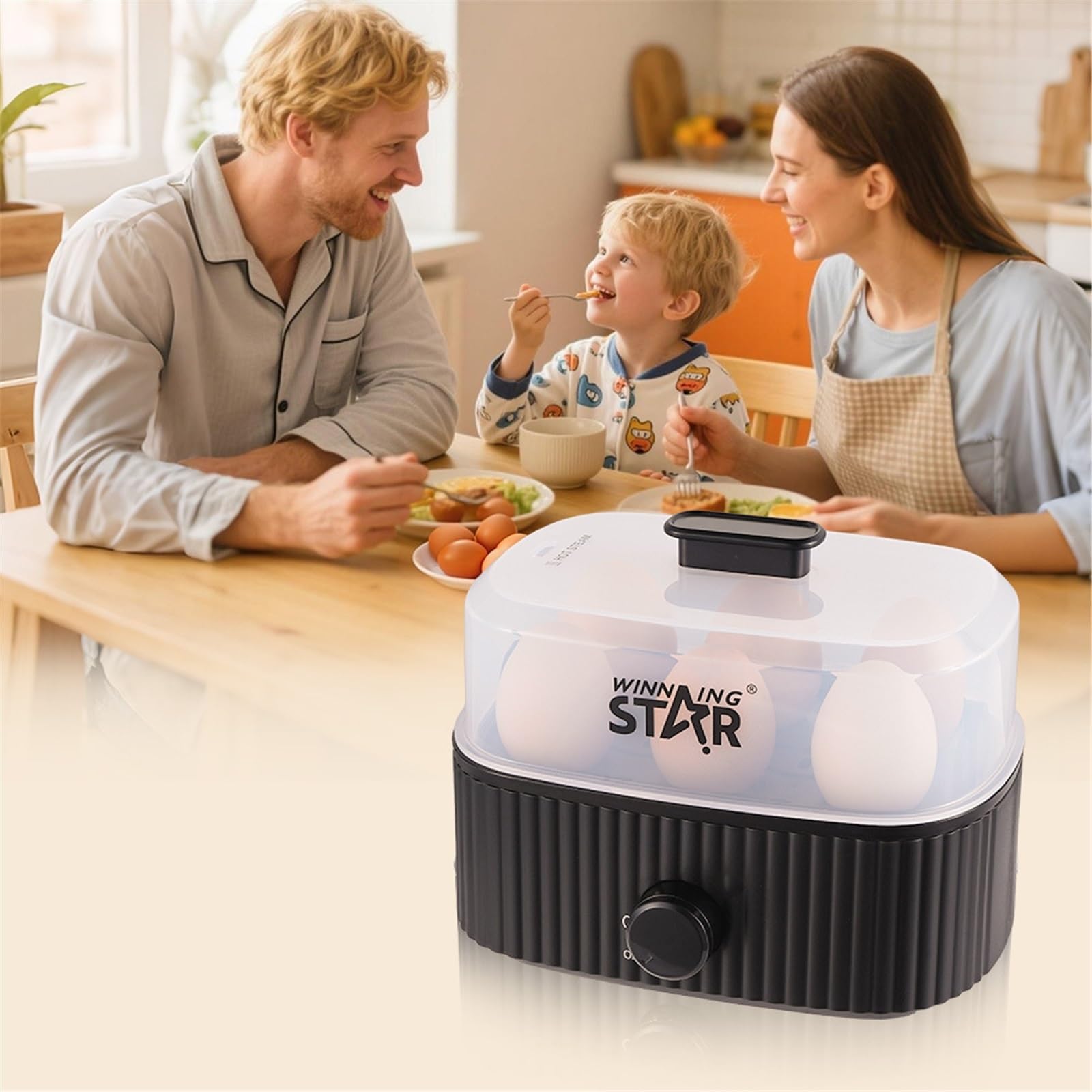 Eierkocher für 1 bis 6 Eier, 300 W halbharte oder harte Schale, den gewünschten Härtegrad von weich bis hart, Kochmodus, Messbecher, automatische Abschaltung