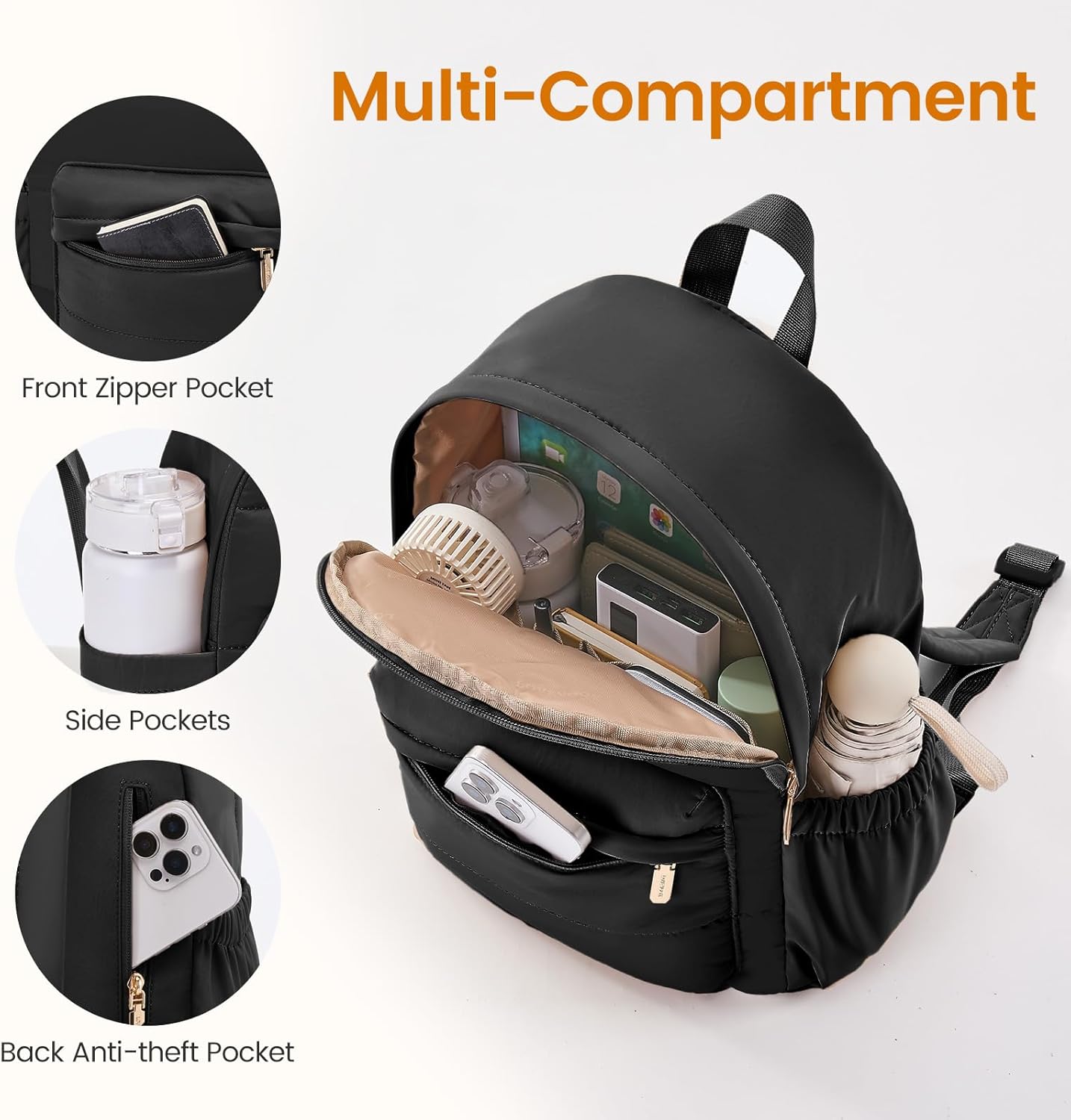 LOVEVOOK Small Backpack Purse for Women, Mini Puffer Lightweight Backpack, Casual Daily Daypack Purse for Women, Cute bag with Anti-theft Pocket for Travel