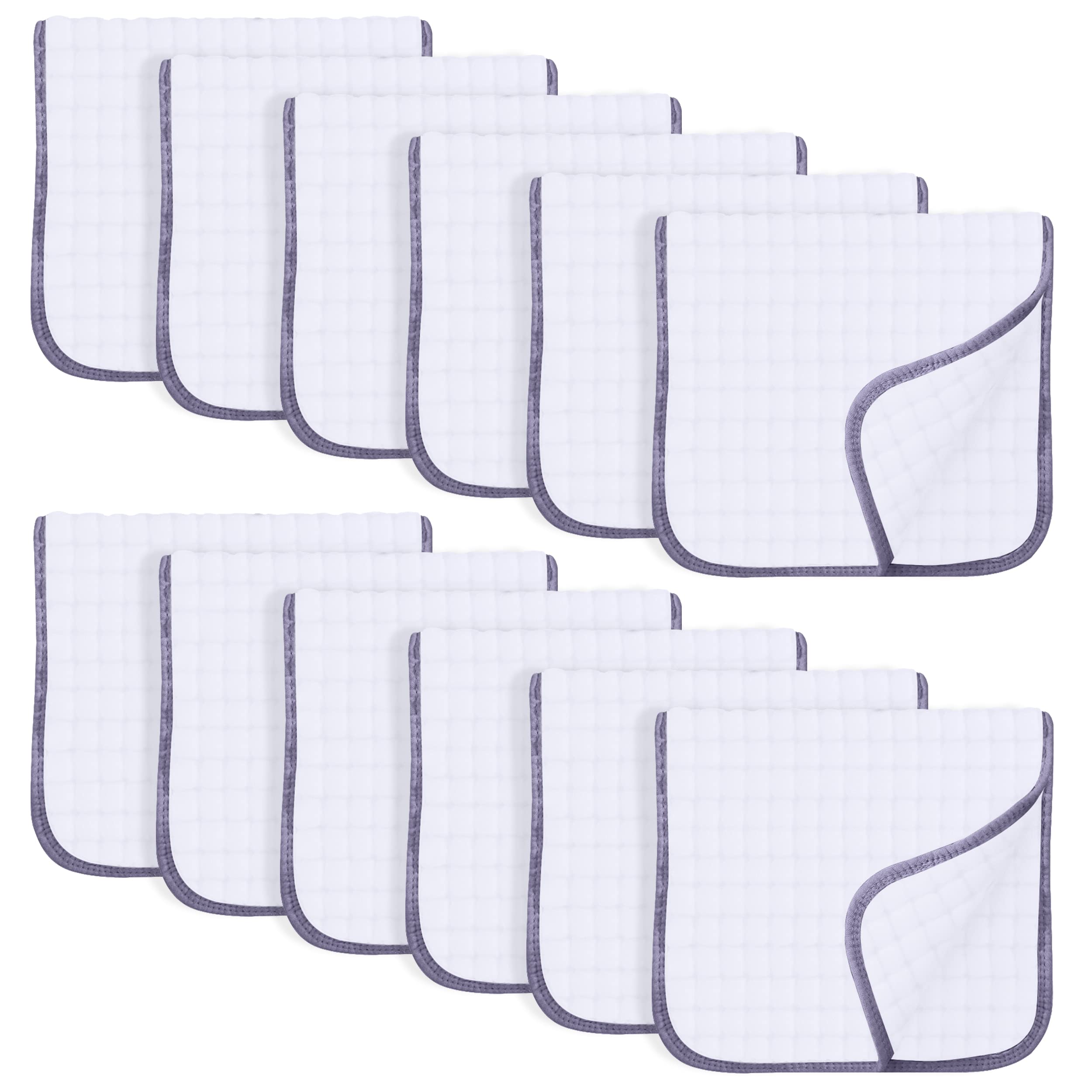 SWEET DOLPHIN 12 Pack Muslin Burp Cloths Large 100% Cotton Hand Washcloths for Baby - Baby Essentials Extra Absorbent and Soft Boys & Girls Milk Spit