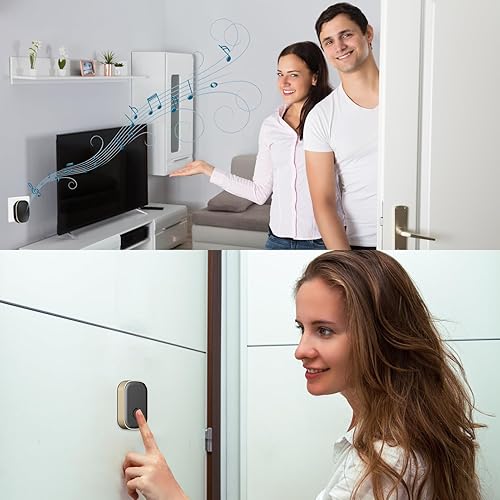 Miniatura 5 de HUAZHENQI-GH Timbre inalámbrico, timbre inalámbrico para el hogar, fácil de instalar, 5 ajustes de volumen, 58 campanillas, rango de uso de 1000