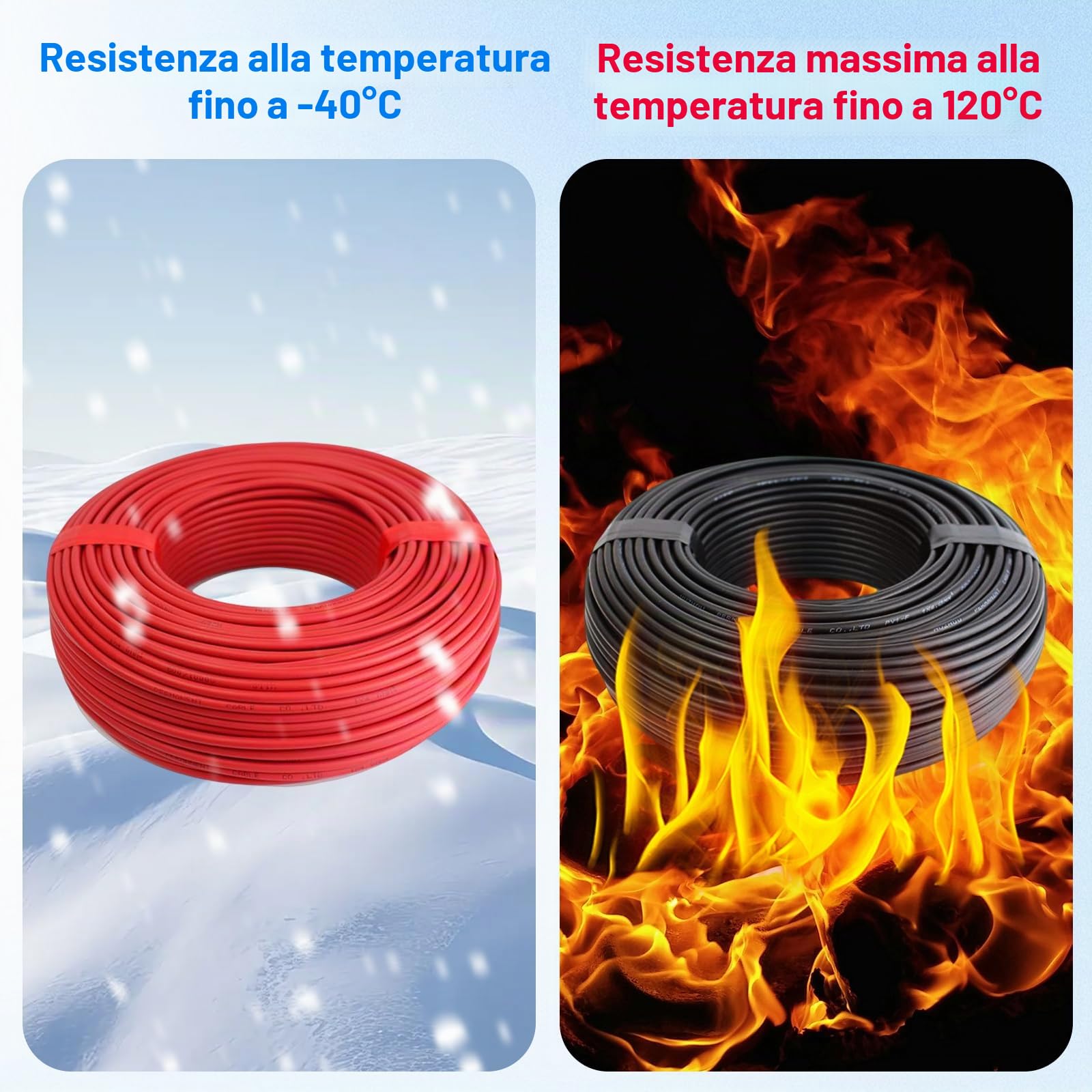 Prolunga per cavo solare, 10 mm², 6 m, 8 AWG, cavo solare flessibile, 1500 V, con cavo fotovoltaico impermeabile IP67 (6 m, 10 mm2)