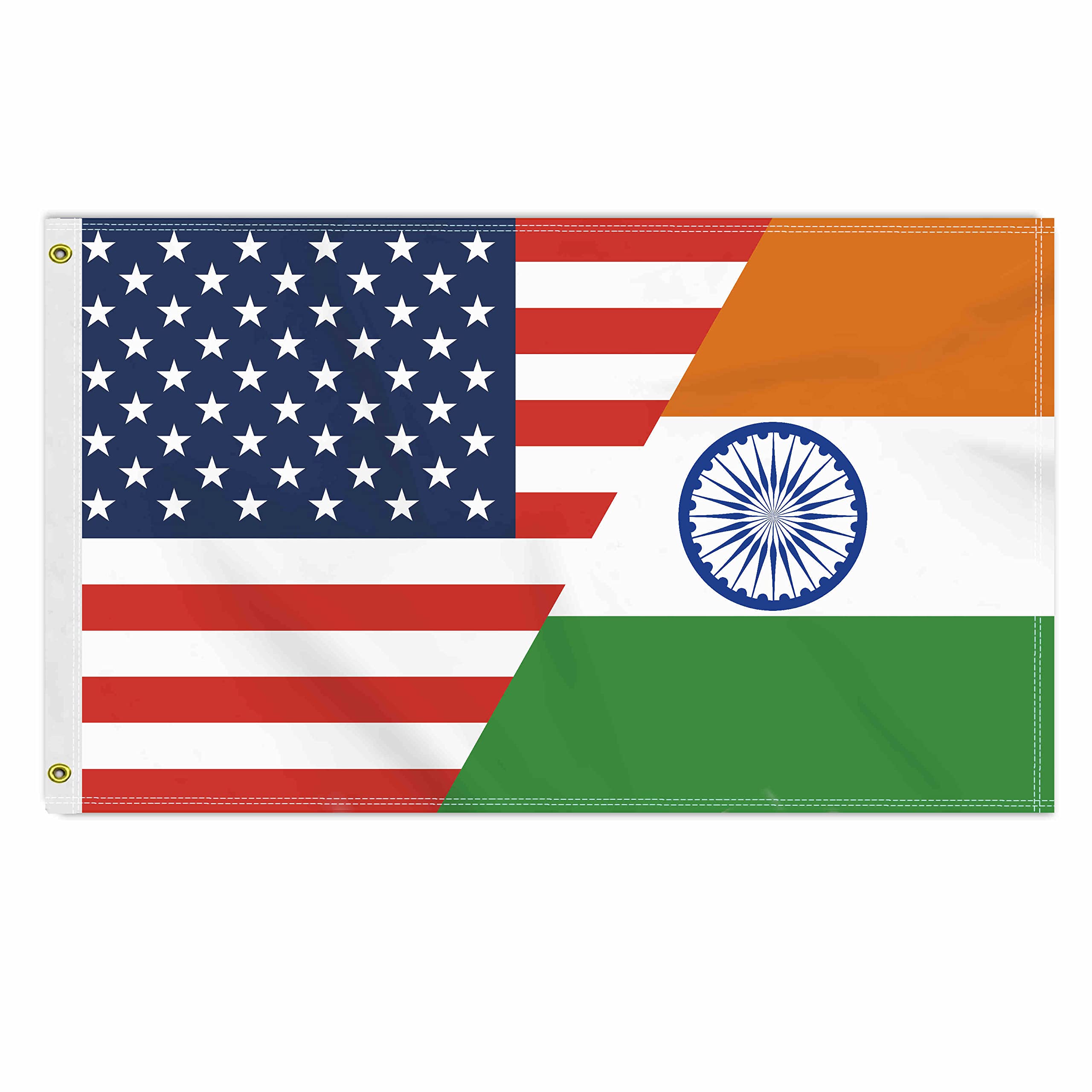3×5 FT USA India Flag, Large 150D America Indian Outdoor Banner,Indians Double Side Printing Decor For Patio Garden With Brass Gromment