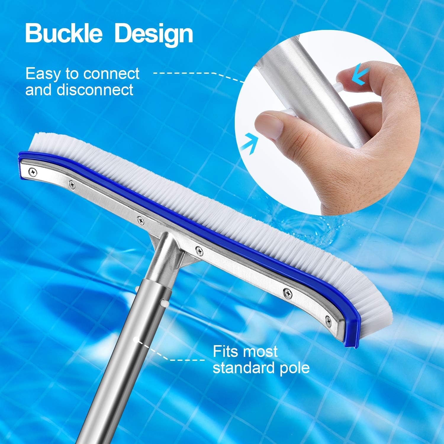 VABNEER Brosse de piscine en plastique durable 45,7 cm pour piscines, étangs, spas, sources chaudes, baignoires, murs et sols