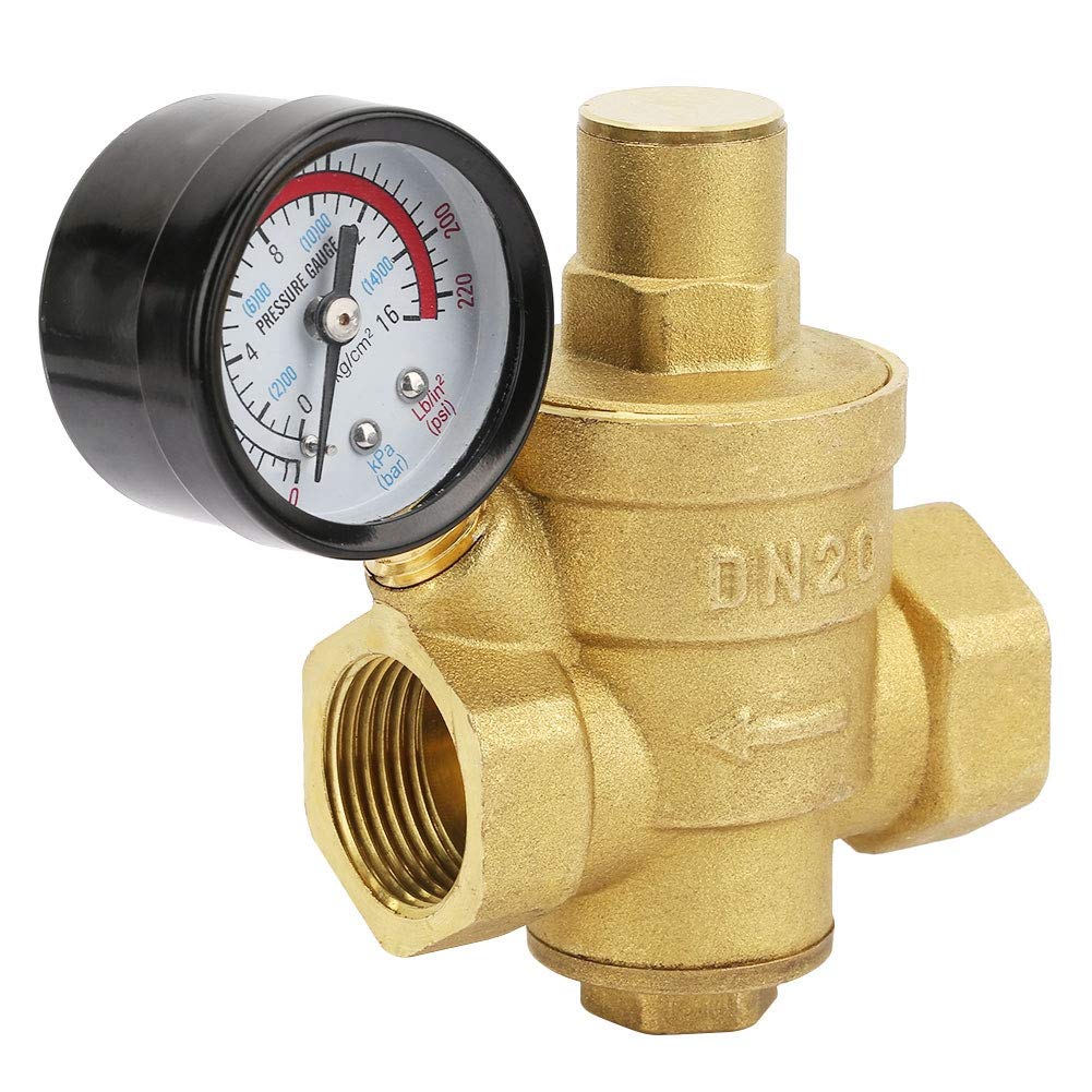 Water Pressure Regulator Valve Pressure Regulator for Water Line DN20 Adjustable Brass Water Pressure Regulator with Gauge Meter