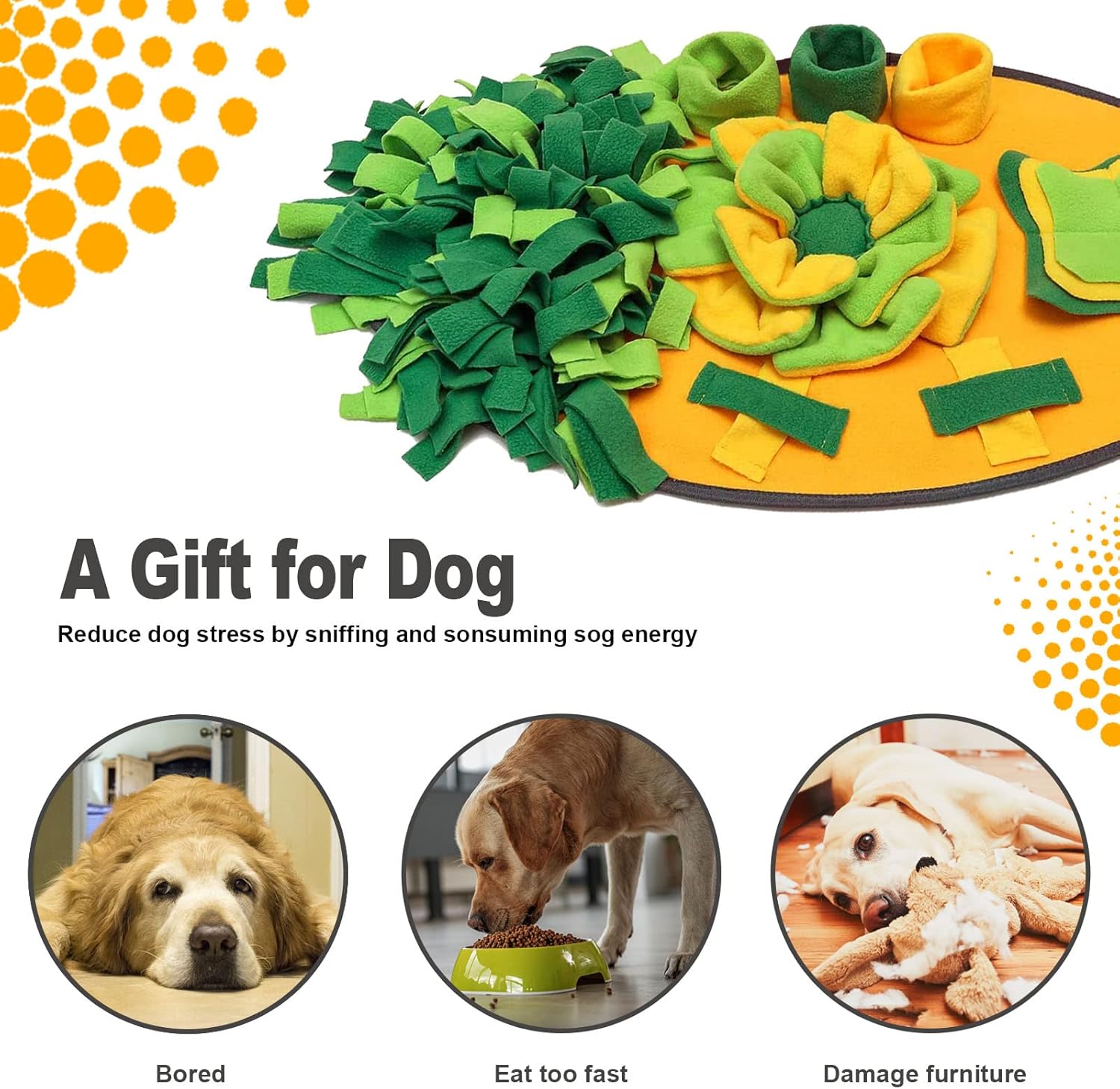 Snuffle Mat for Small Medium Large Dogs - Pet Interactive Cat Dog Slow Feeding Activity Mats - Puppy Feeder Game Puzzle Toys - Sniff Pad Stimulation Dog Natural Foraging Skills Smell Training