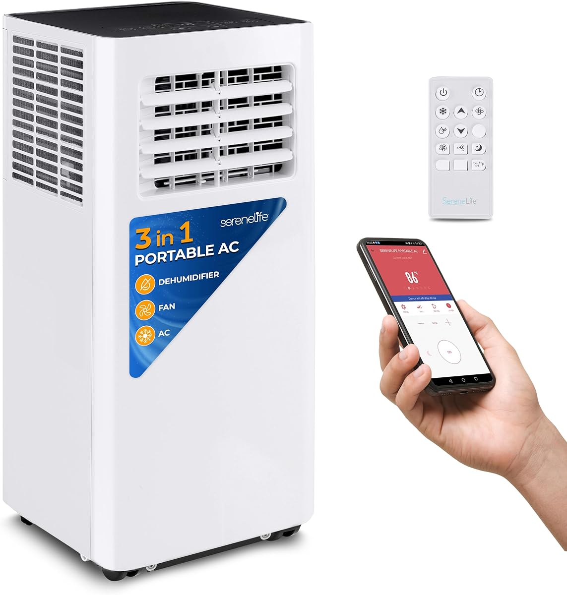 SereneLife Small Air Conditioner Portable 8,000 BTU with Built-in Dehumidifier - Portable AC unit for rooms up to 350 sq ft - WiFi app + Remote Control, Window Mount Exhaust Kit : Everything Else