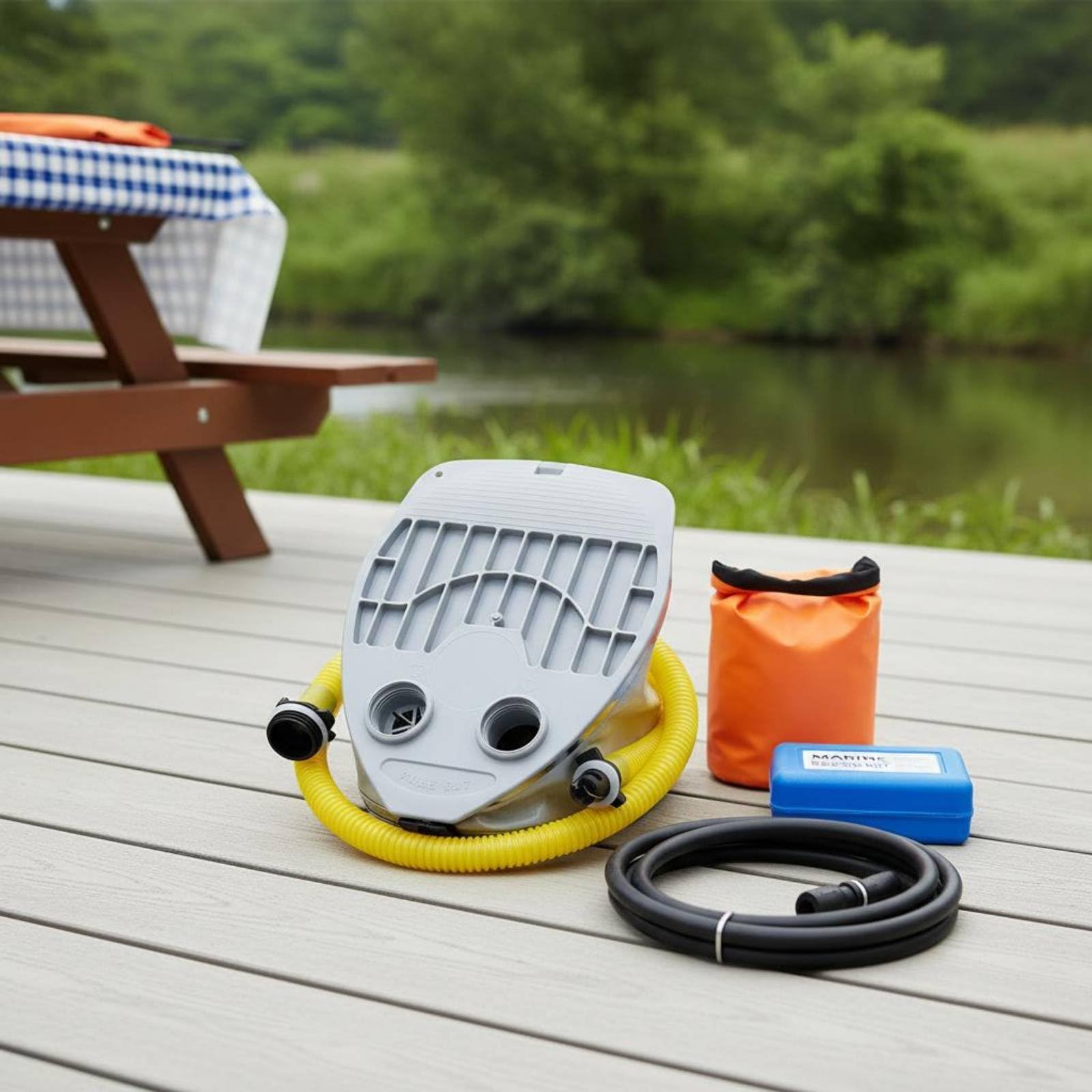 Homyl Pompa a Pedale Gonfiatore Manuale Uso Facile Struttura Salvaspazio Materiale Plastica Adatta per Escursioni Campeggio Gite Barca Kayak