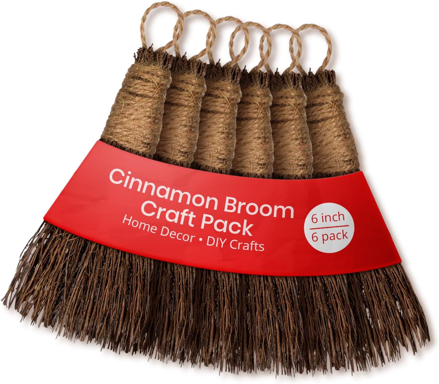 Cinnamon Broom - Cinnamon Scented 6in (6 Pack) Mini Broomsticks - Decorative Broom for Door Protection