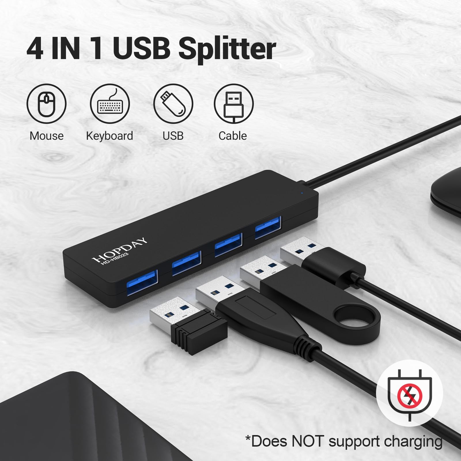 Hub USB 3.0, Hub USB ultrasottile a 4 porte, Hub USB 3.0 ad alta velocità per Macbook, Mac Pro/Mini, Mac, Surface Pro, XPS, unità flash USB, PC notebook, laptop, dischi rigidi esterni