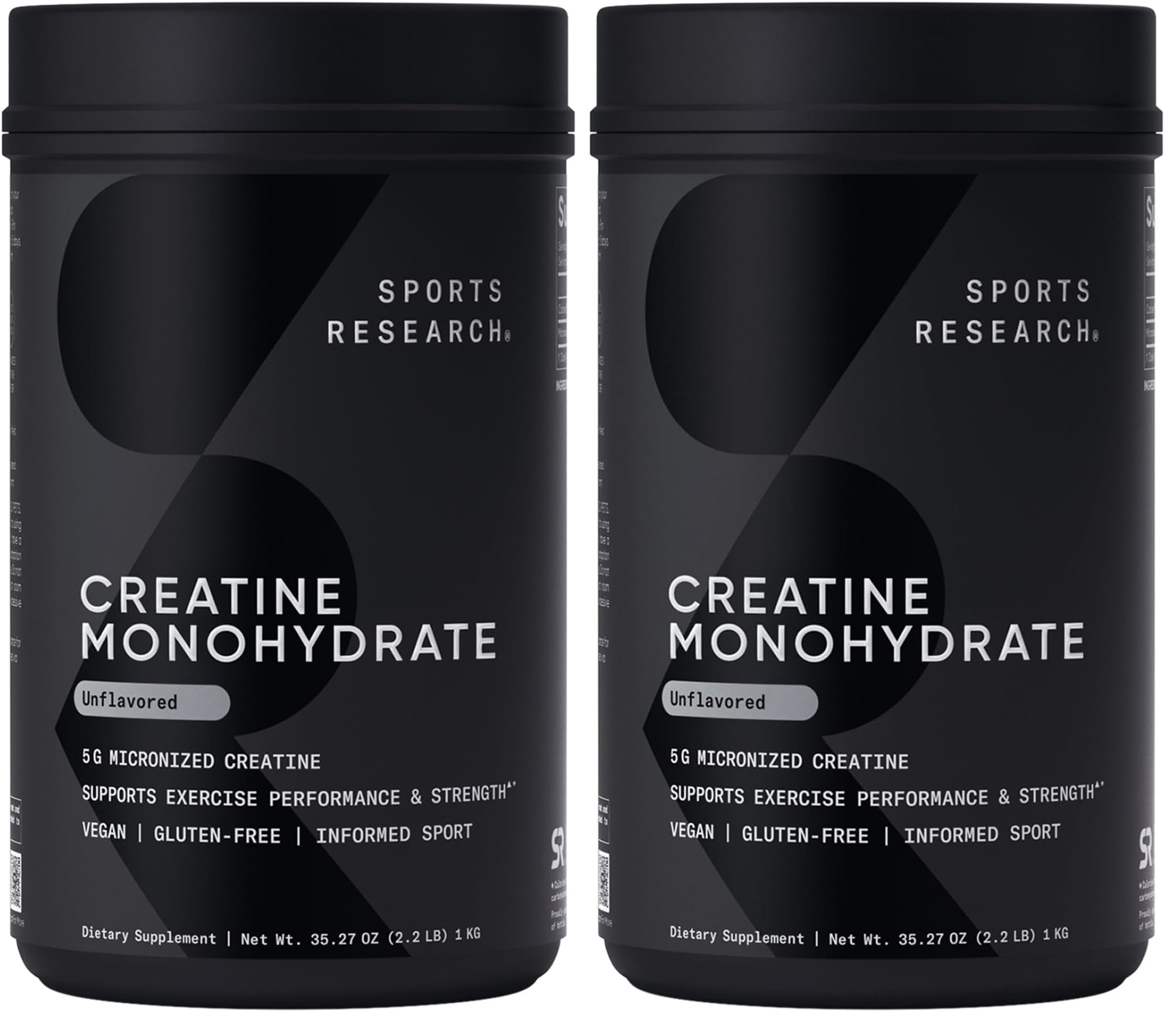 Sports Research® Creatine Monohydrate Powder 5g, 200 Servings (Pack of 2) Unflavored 2.2 Pound (Pack of 2)