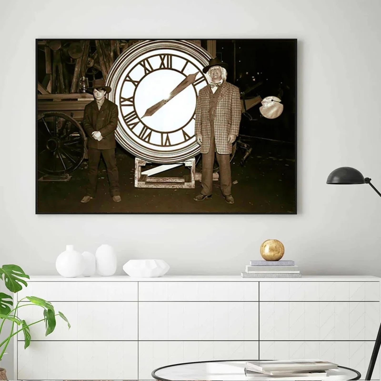 LSYALUCK Quadro su tela Ritorno al futuro Poster di film classici Retro Arte della parete Tela Pittura Stampa Immagini Soggiorno Decorazione della casa 71x107 cm (28x42 pollici) Con-Cornice nera