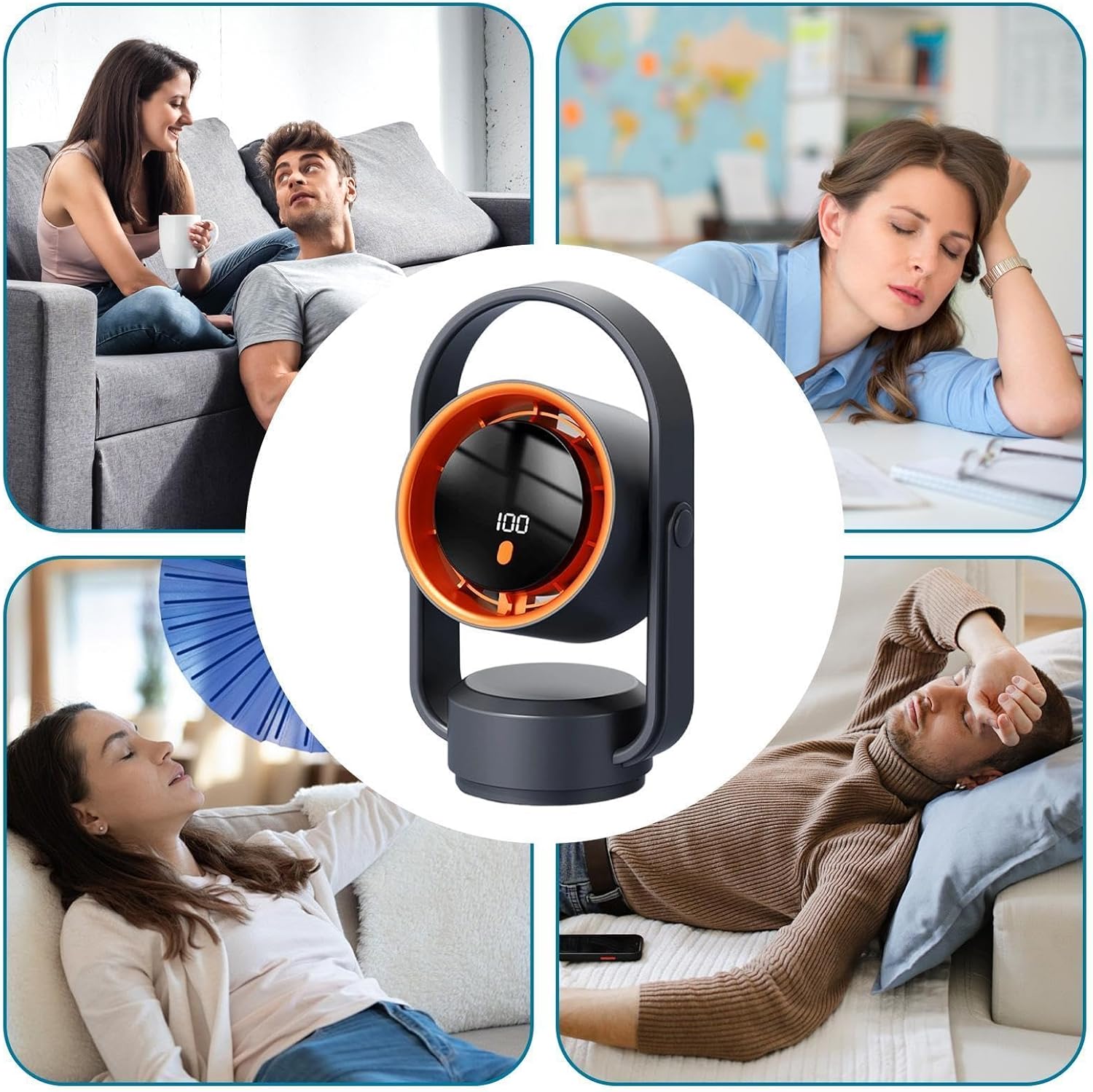 Small Desk Fan, 5 Wind Speed 1800mAh, Tabletop Circulating Fan, for Women Men Students Travelers Home Apartment Study Bedroom Living Room Travel Camping Dormitory