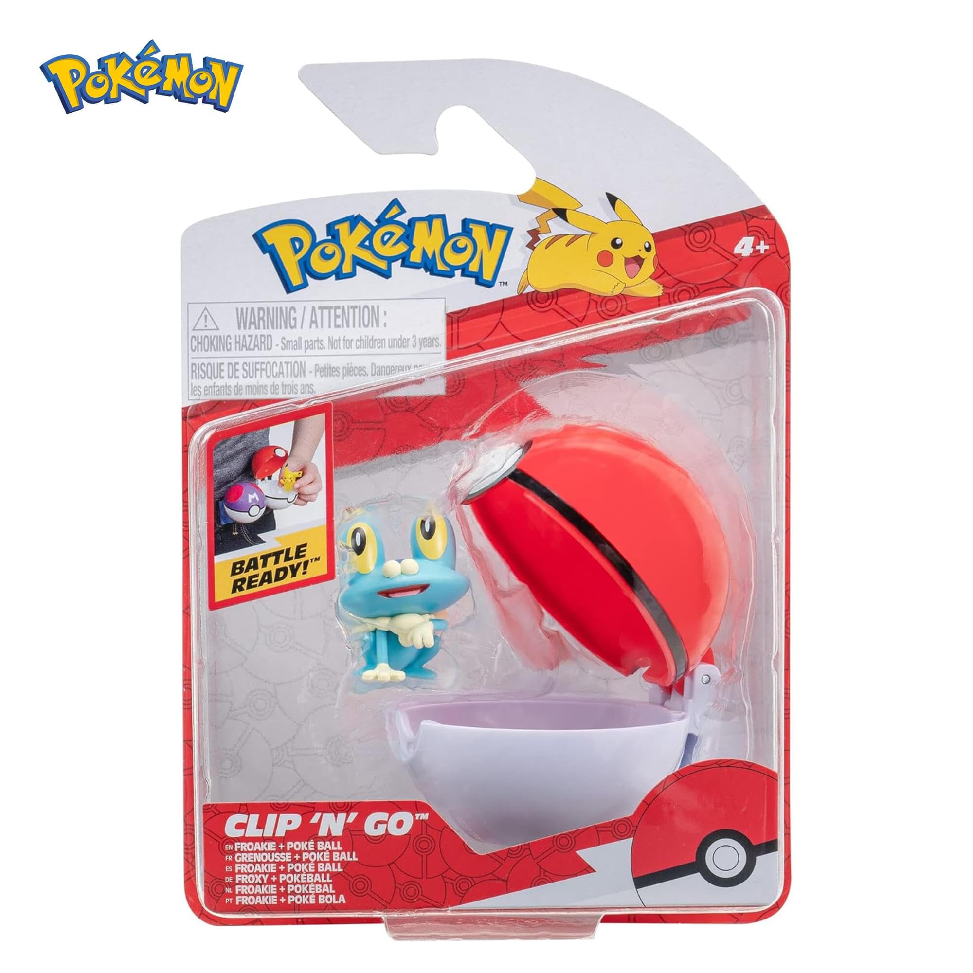 Pokémon PKW3133 – Clip'n'Go Poké Balls – Froxy & Pokéball Ufficiale Poké Ball con Personaggio di 5 cm