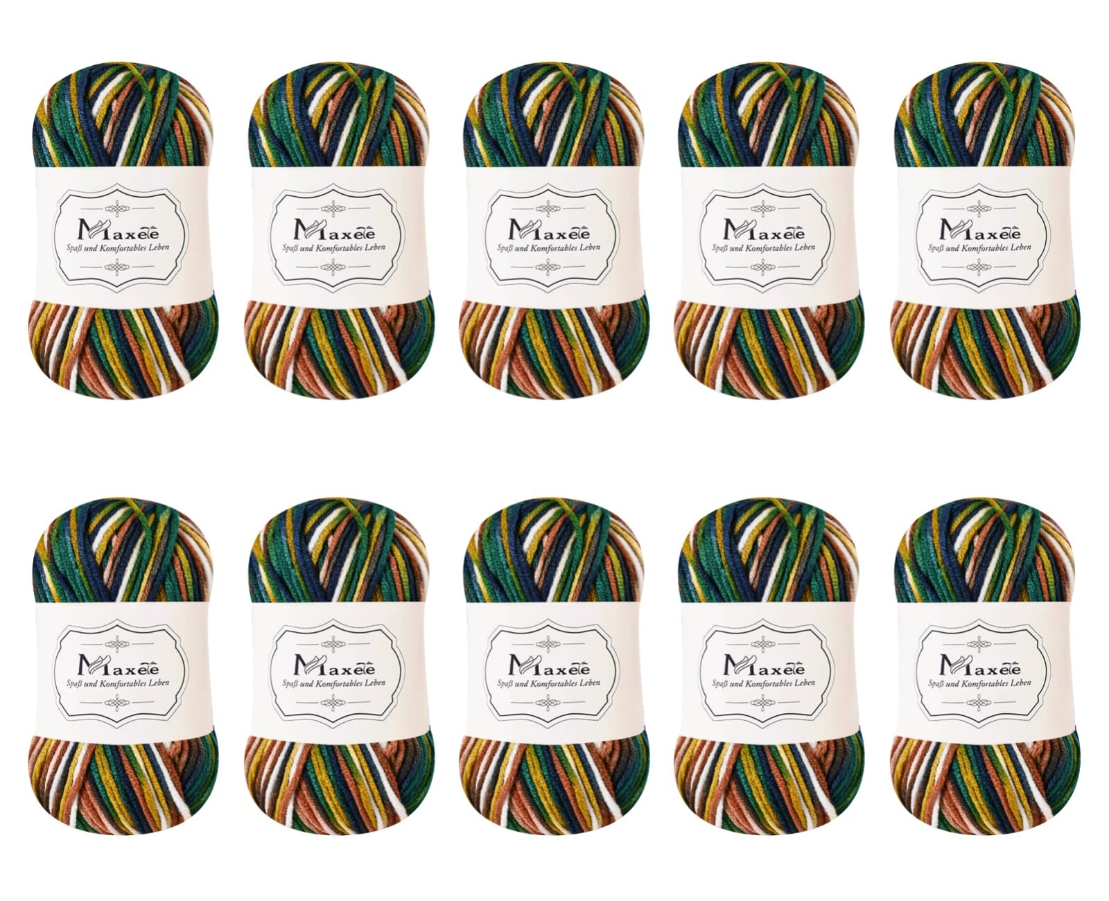 Maxee Handstrickgarn, 50 g Häkelgarn, Bunt Farbverlauf Acrylgarn zum Stricken, Weicher Wolle zum Häkeln, Mehrfarbiges Garn zum Stricken Häkeln und Basteln