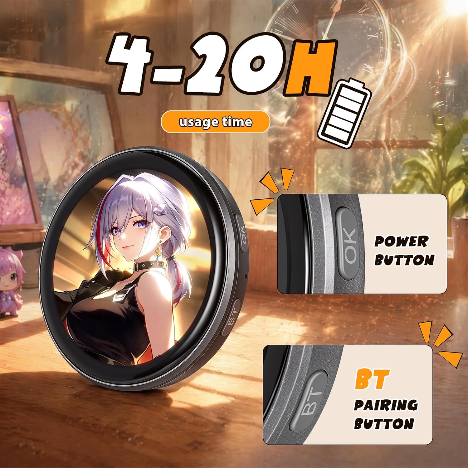 Digital Pin, Digital Badge with Touch Screen LED Display & Audio Speaker, Customizable Anime Style Wearable, Smart Button for FIFA World Cup Footbal Party, Cosplay and Fandoms（For <10s MP4, Images）