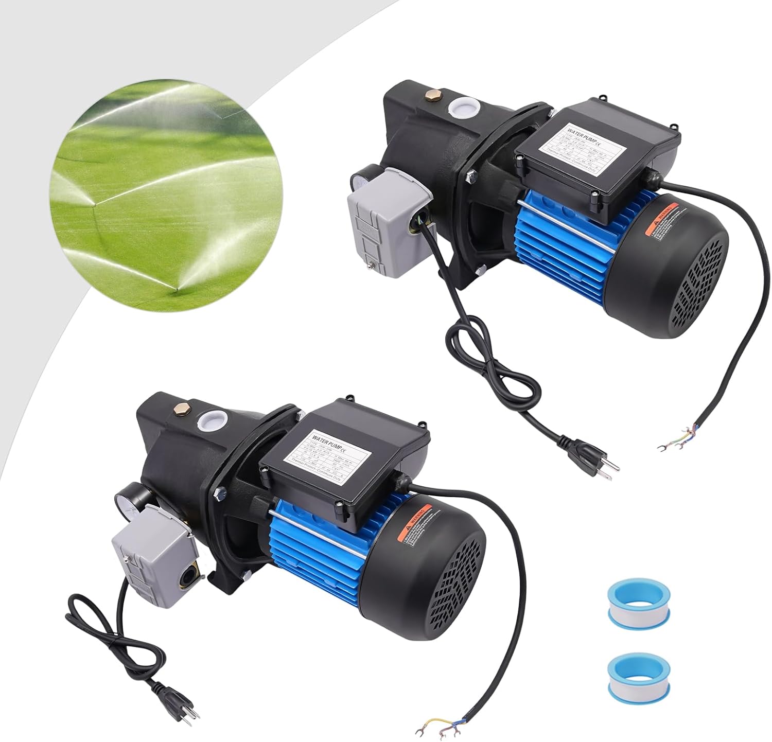 High Pressure Electric Air Compressor, 0.75KW 1HP 110V 60Hz, Corded Portable Air Pump, Die-Cast Iron, Black and Blue, 3420RPM, IP44 Protection, 50μF Capacitor, for Workshop, Garage, Home Use