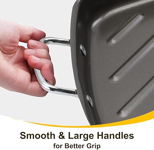 Miniatura 4 de Sartén rectangular de acero inoxidable de 11 x 15 pulgadas con asas para parrilla al aire libre, bandejas de barbacoa para asar a la parrilla,