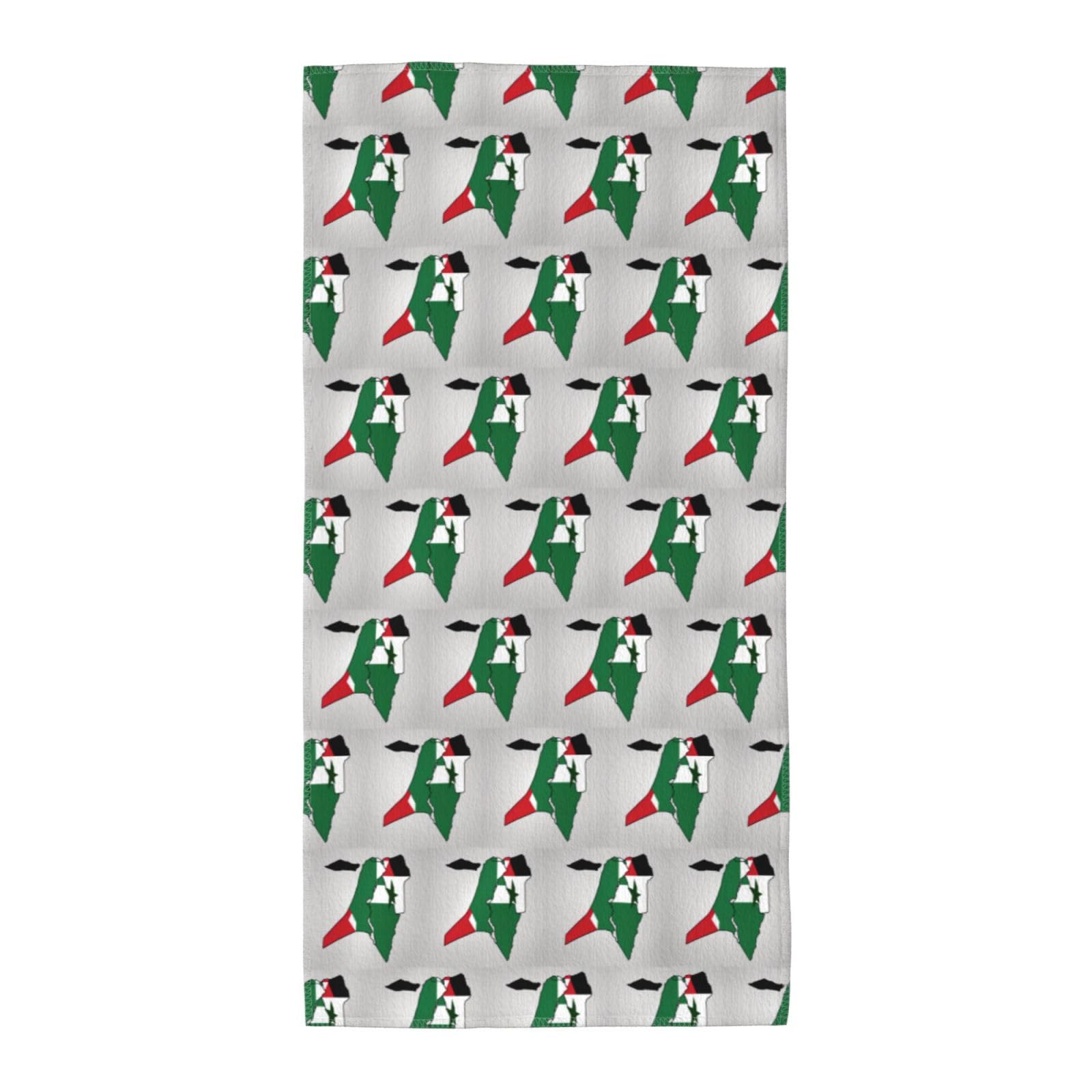DIEzig State Of Palestine Flag Map02 Fashion Printed Long Bath Towel For Pool Side Seaside Holiday