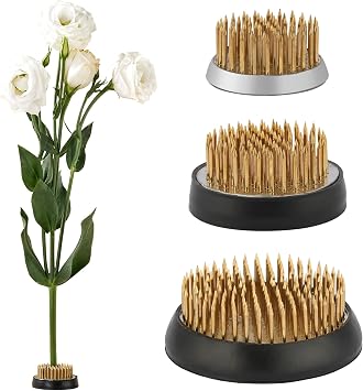 TkoYuHm 3 Pack Flower Frog for Arrangements Vase Round Copper Ikebana Stem Holder with Rubber Base Pin Frogs with Kenzan Straightener Floral Arranging Supplies for Plant Fixation Decoration