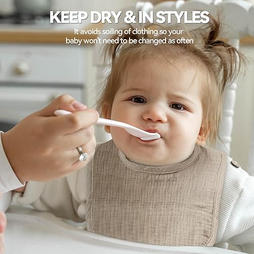 Miniatura 6 de Baberos de muselina para bebés para niños y niñas, baberos de algodón para babeo, baberos ajustables para recién nacidos para babeo y dentición