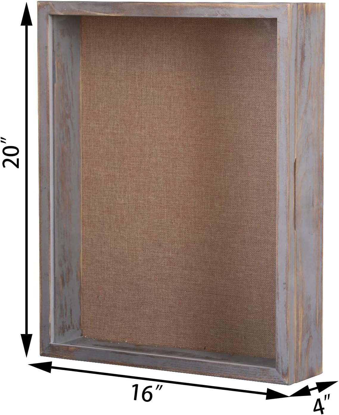 Rustic Grey Shadow Box Frame 16x20, Extra Large Deep Shadow Box with Opening Door, Big Display Case for Wedding Bouquet Memorabilia Keepsakes Photos Tickets Military Postcard
