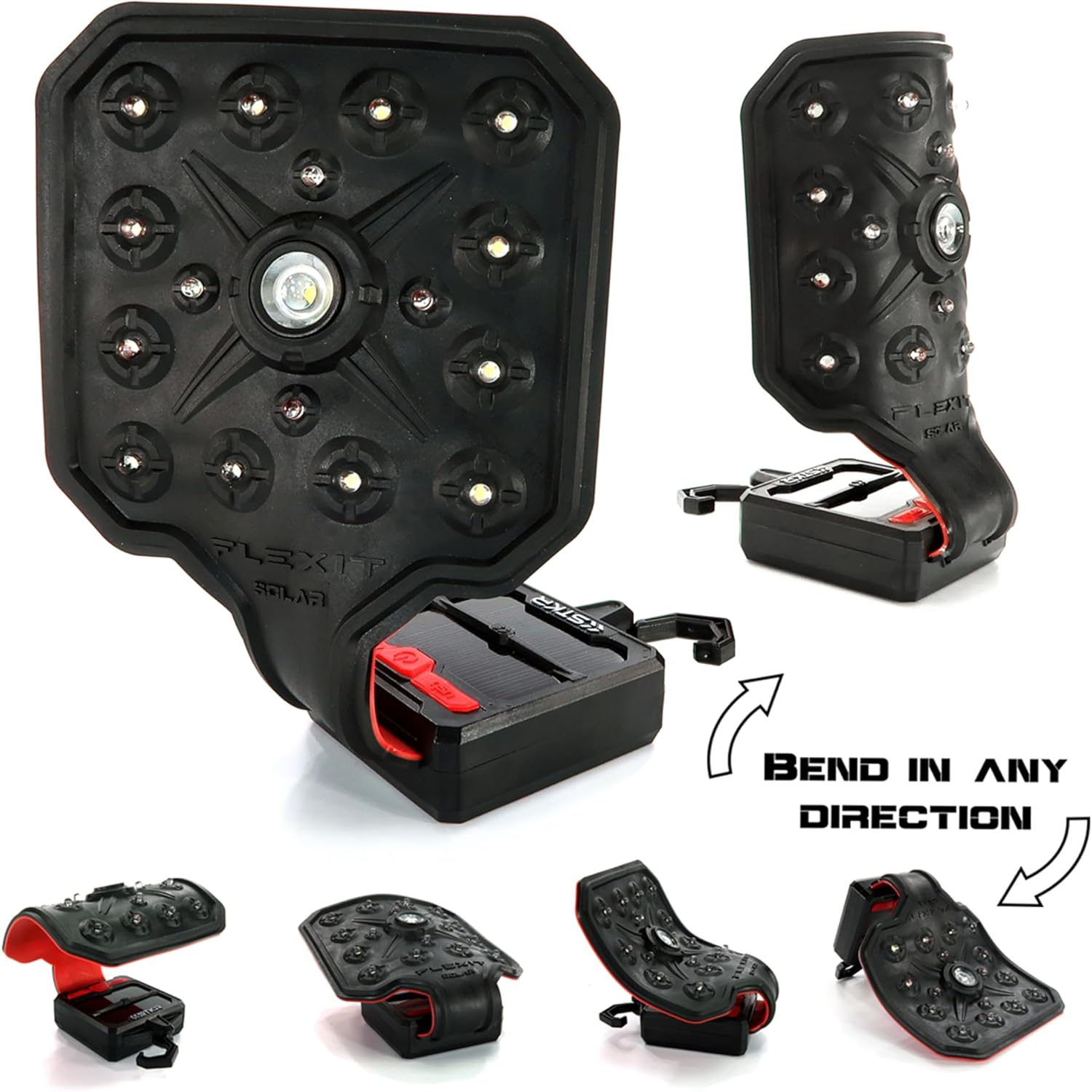 FLEXIT Solar Flashlight - 500 lumens Flexible USB and Solar Rechargeable Flashlight