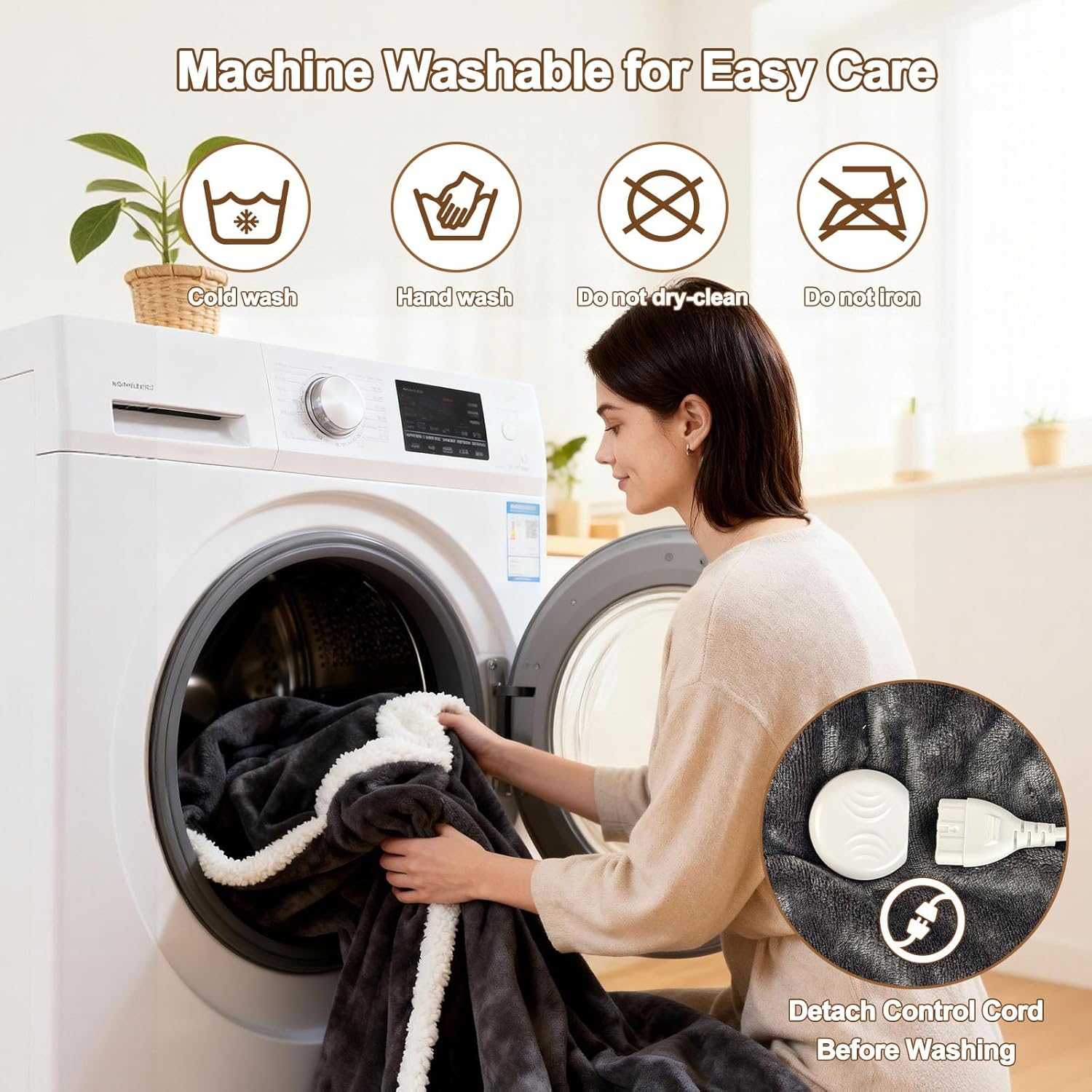 Wearable Heated Blanket with Foot Pocket - Electric Blanket with Sleeves, Portable Heated Throw Blanket for Women Men, Heated Snuggie with 8 Heating Levels, 1 to 12 Hours Time Settings, 70" x 50" - Image 7