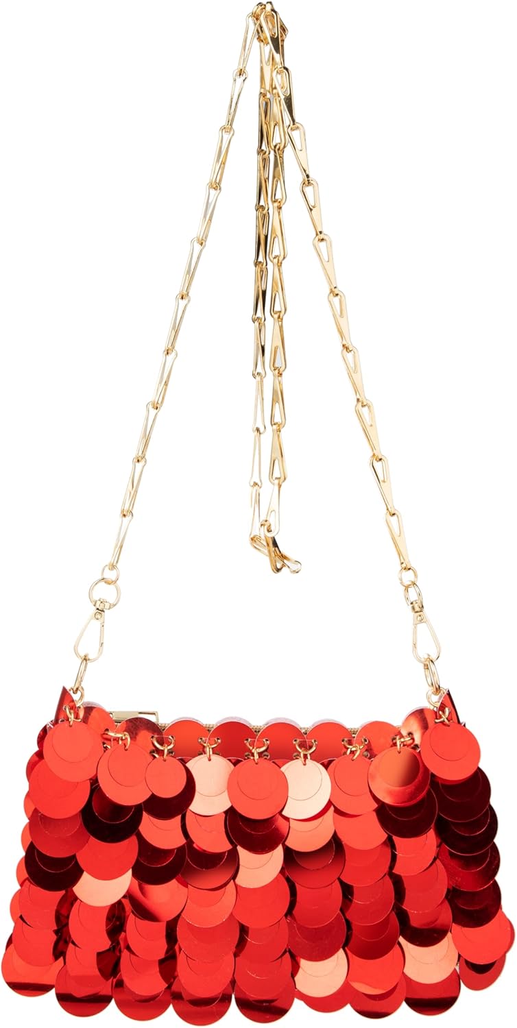 Shiny Metallic Plastic Sequin Crossbody Bag for Nightclub Shoulderbag Evening Bag and Wedding