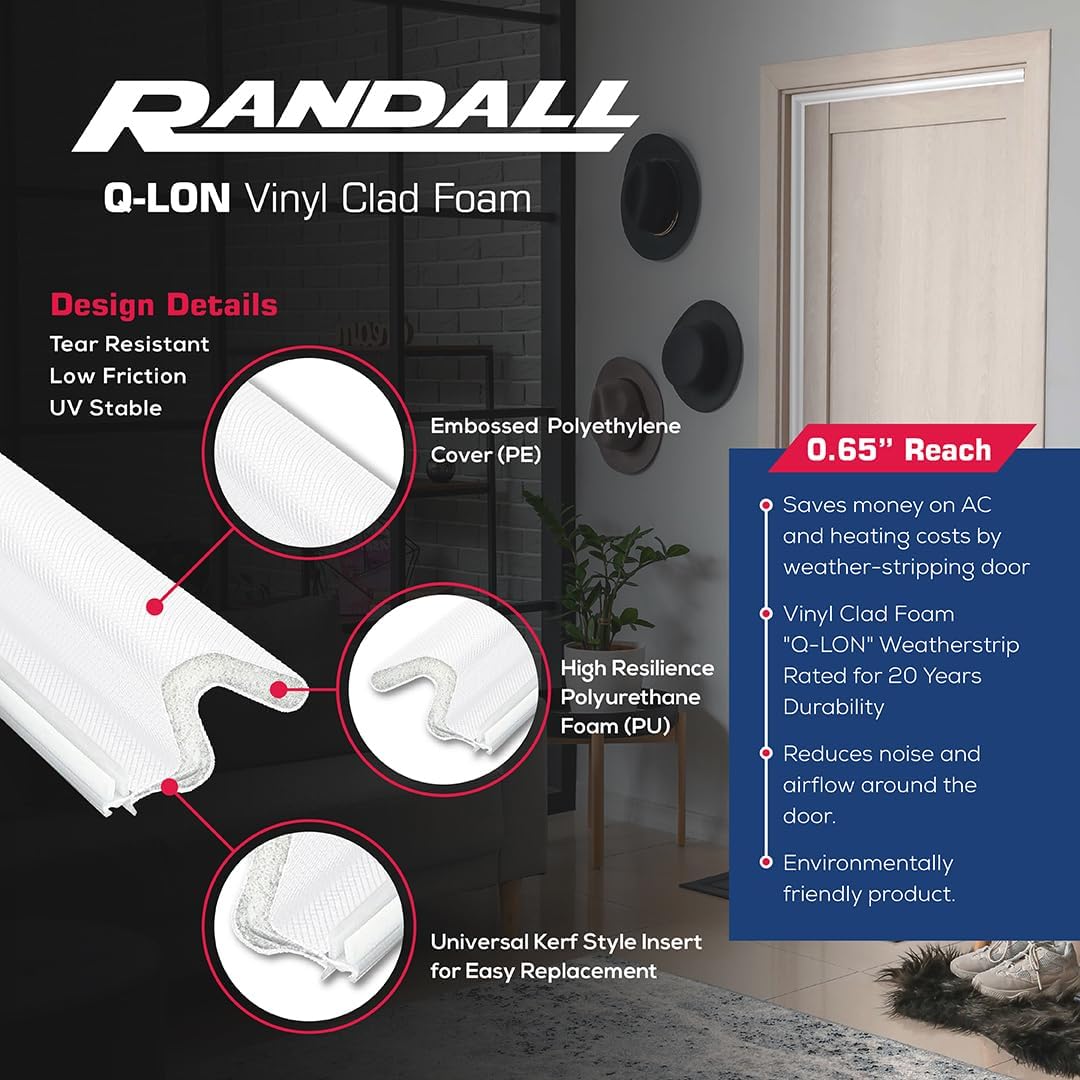 Q-Lon Foam Kerf Weather Stripping for Doors 3 Piece Set -1 PCS 36 x 2 PCS 84 (White)