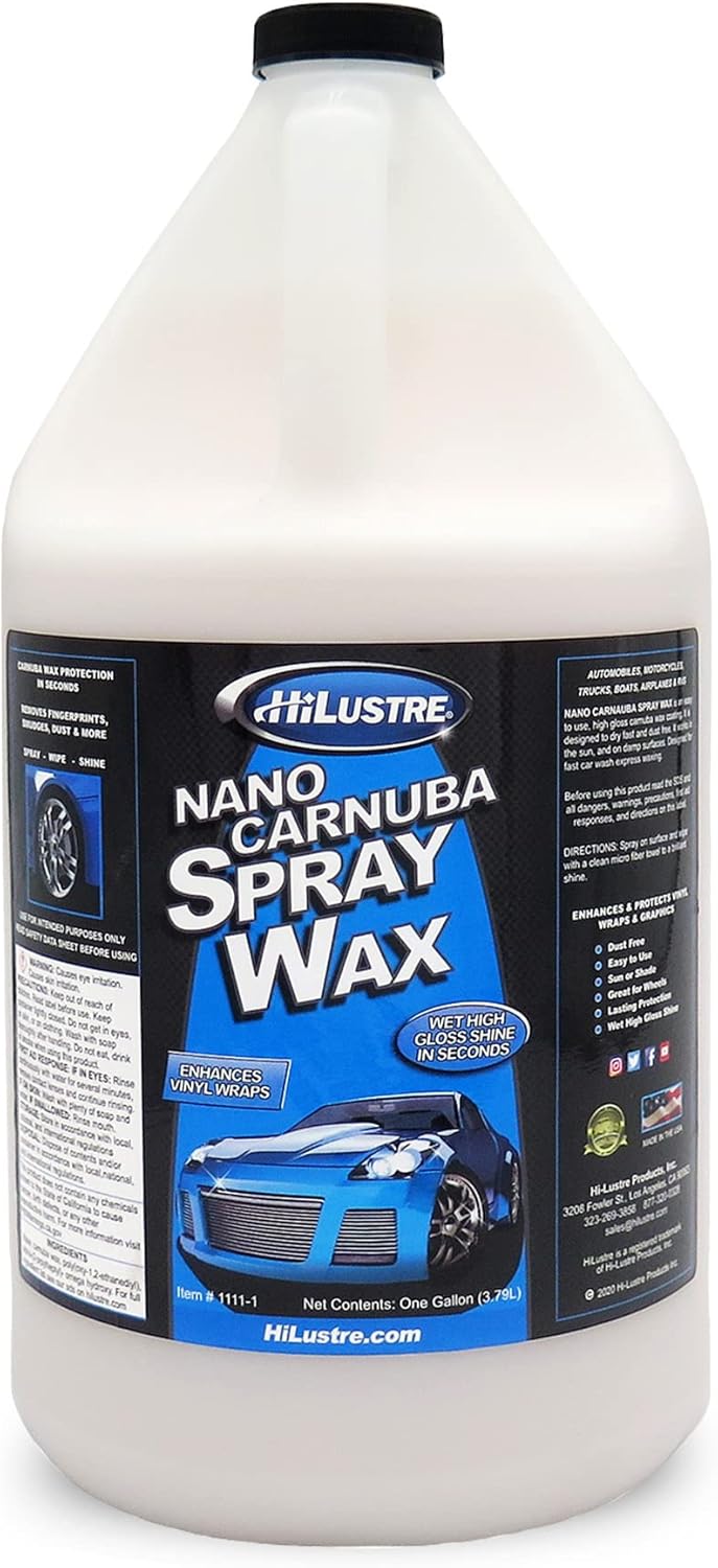 Nano Carnauba Spray Wax, Instant Shine Car Wax to Seal & Maintain Paint UV-Blocking, Hydrophobic Car Detailer Wax, Streak-Free and Safe for All Surfaces, Piña Colada Scent, 1 Gallon