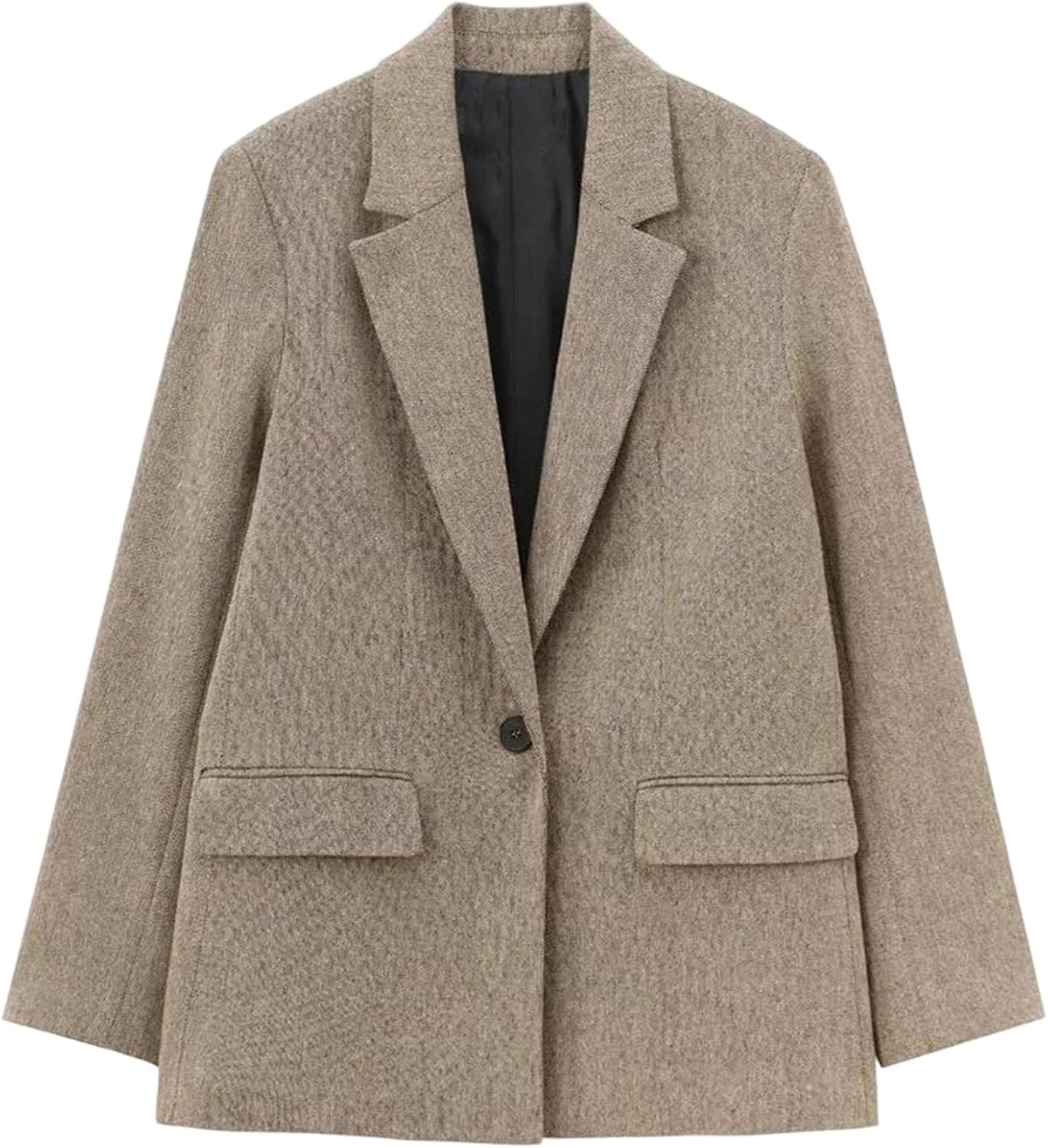 Women's Oversized Business Casual Blazer with Pockets Notched Lapel Long Sleeve Buttoned Suit Jacket for Work Office​